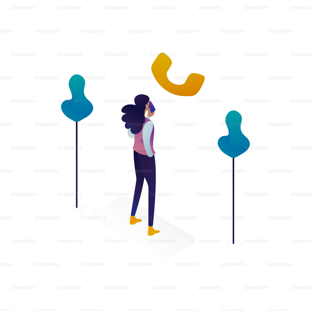 Woman wearing headphones with phone icon above.