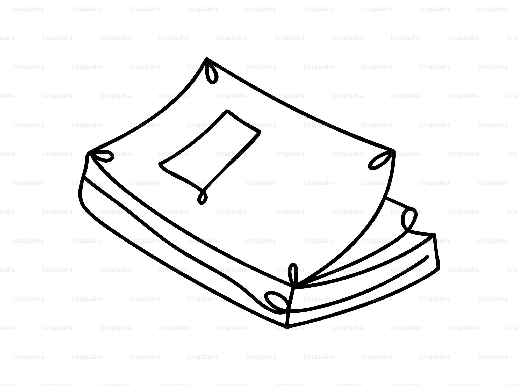 Un dessin minimaliste d’une pile de papiers.