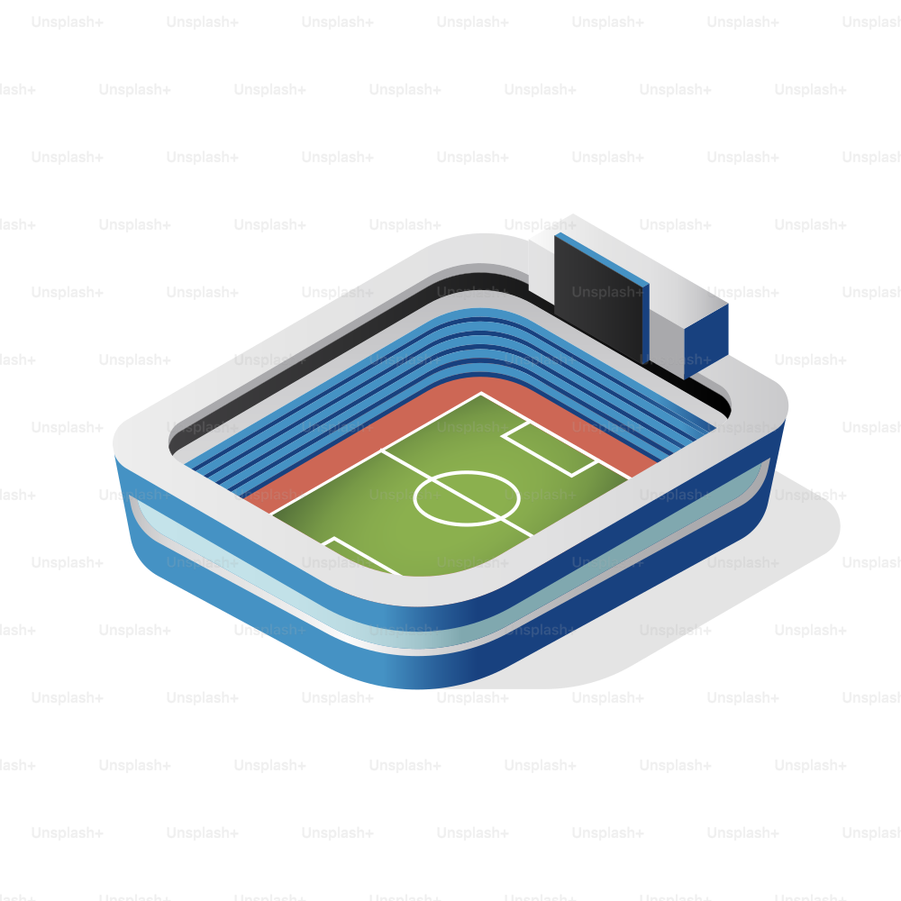 Isometric view of a modern soccer stadium