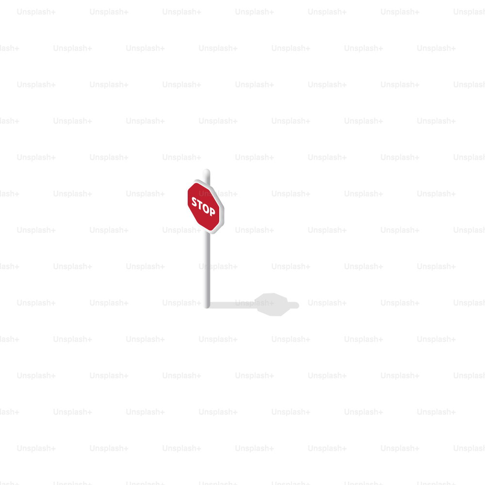 Red stop sign on a pole with shadow