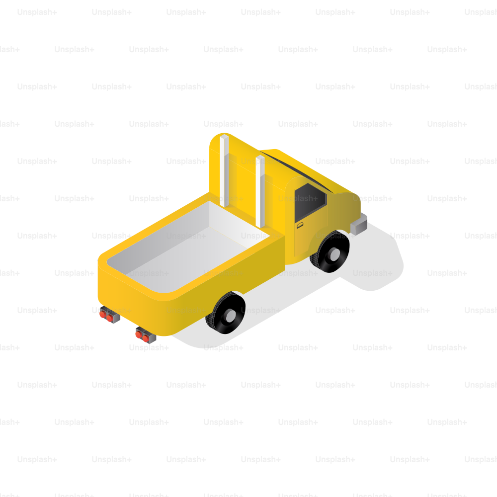 Yellow pickup truck with white bed