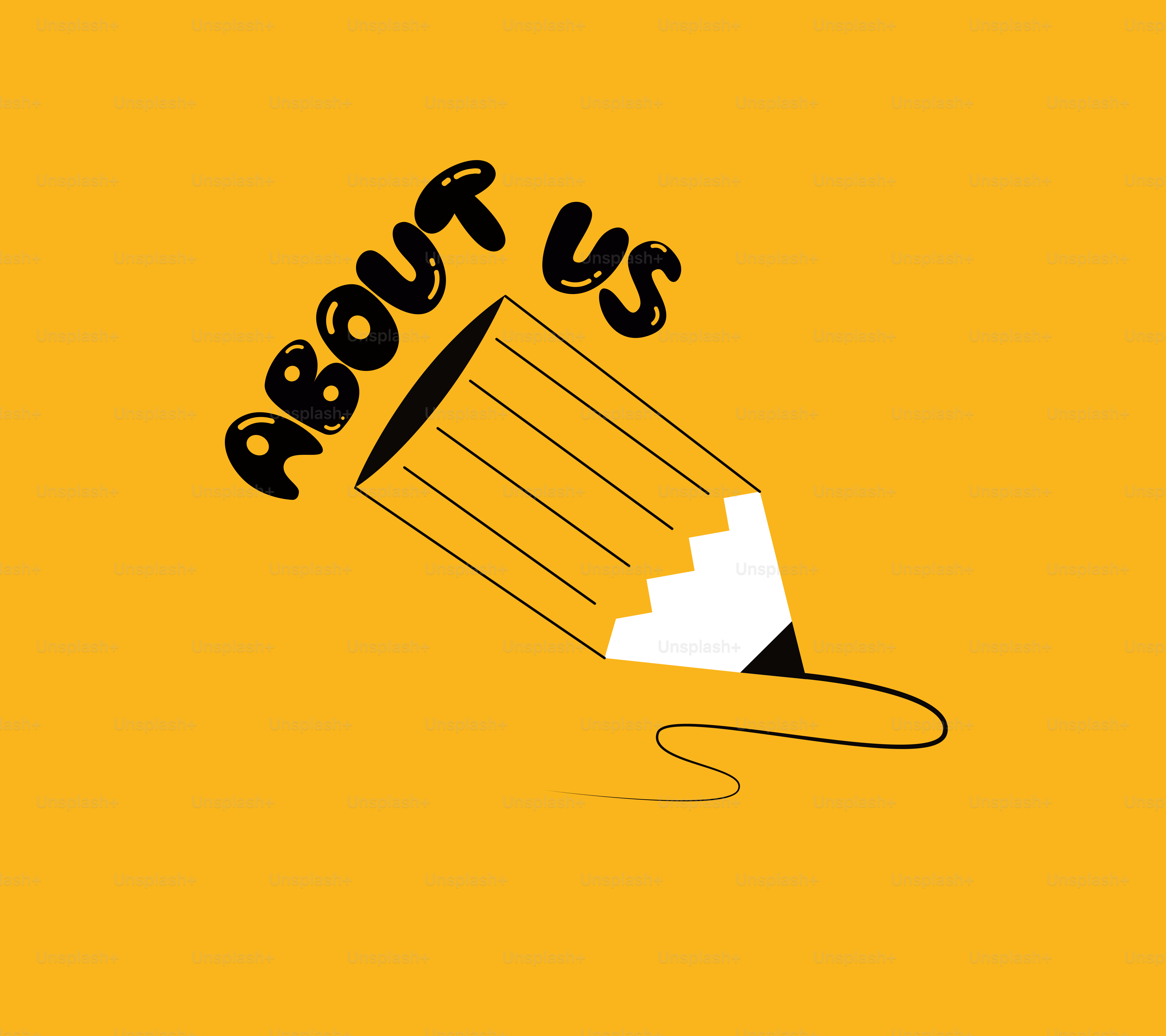 Pencil drawing with the words about us