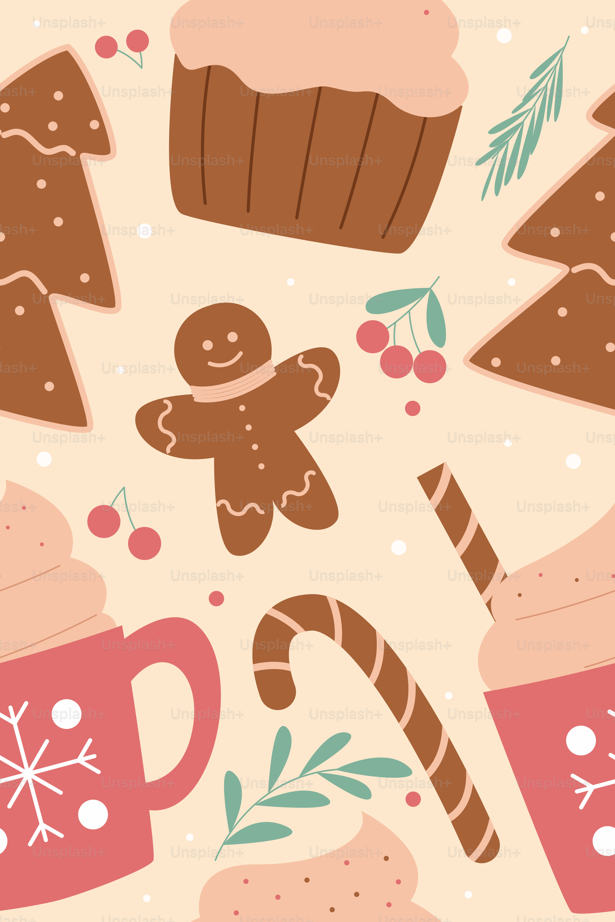 Christmas treats and drinks with festive decorations