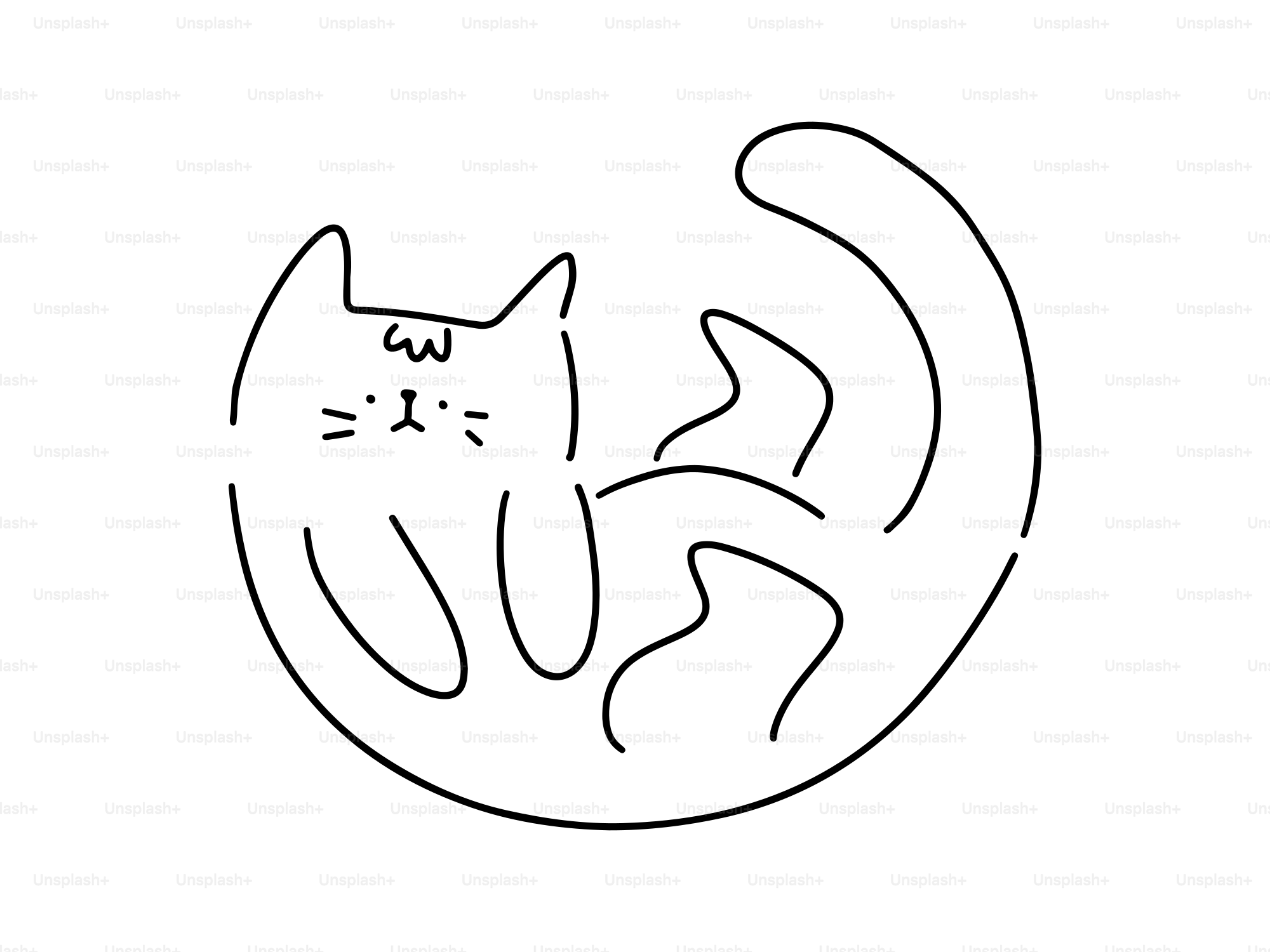 A simple line drawing of a cat rolling.