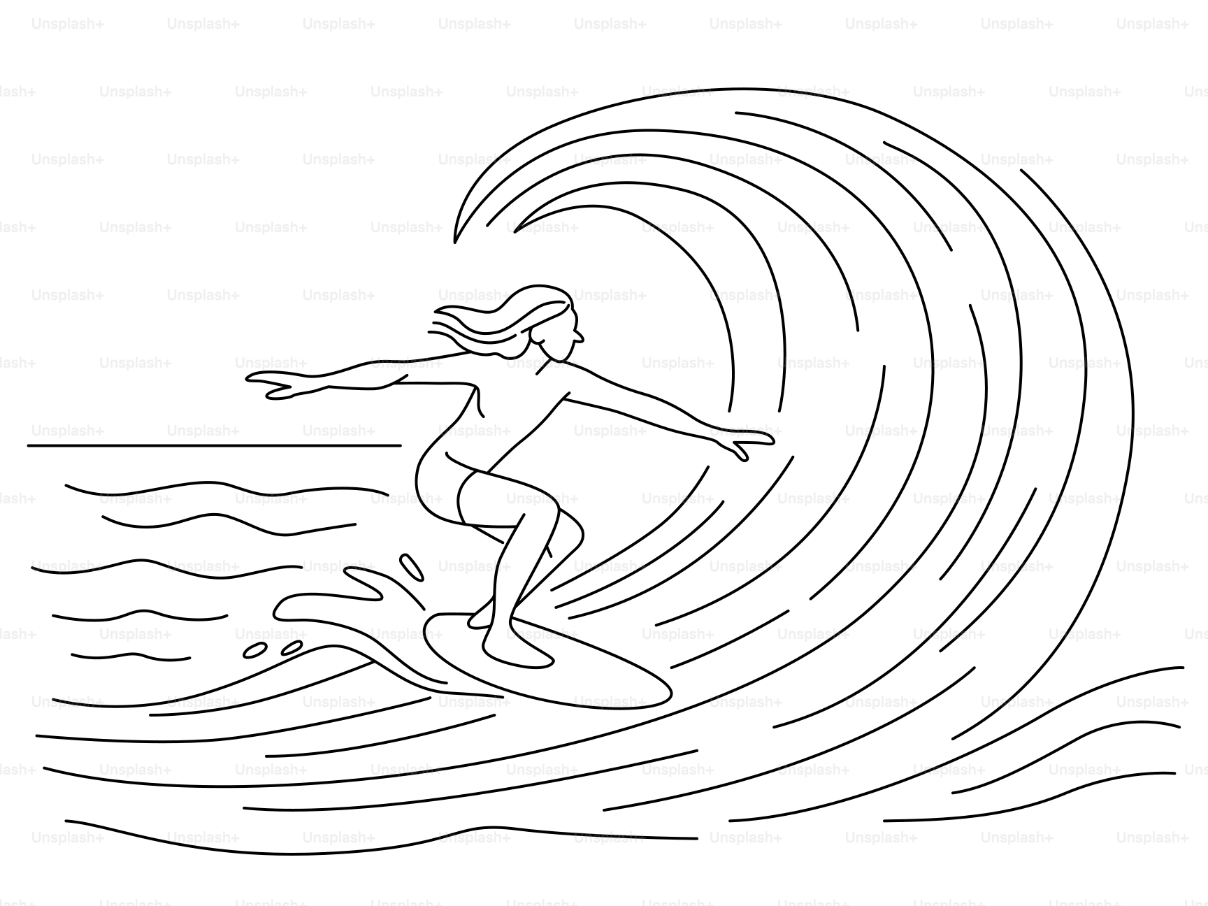 Surfer riding a large wave with spray.