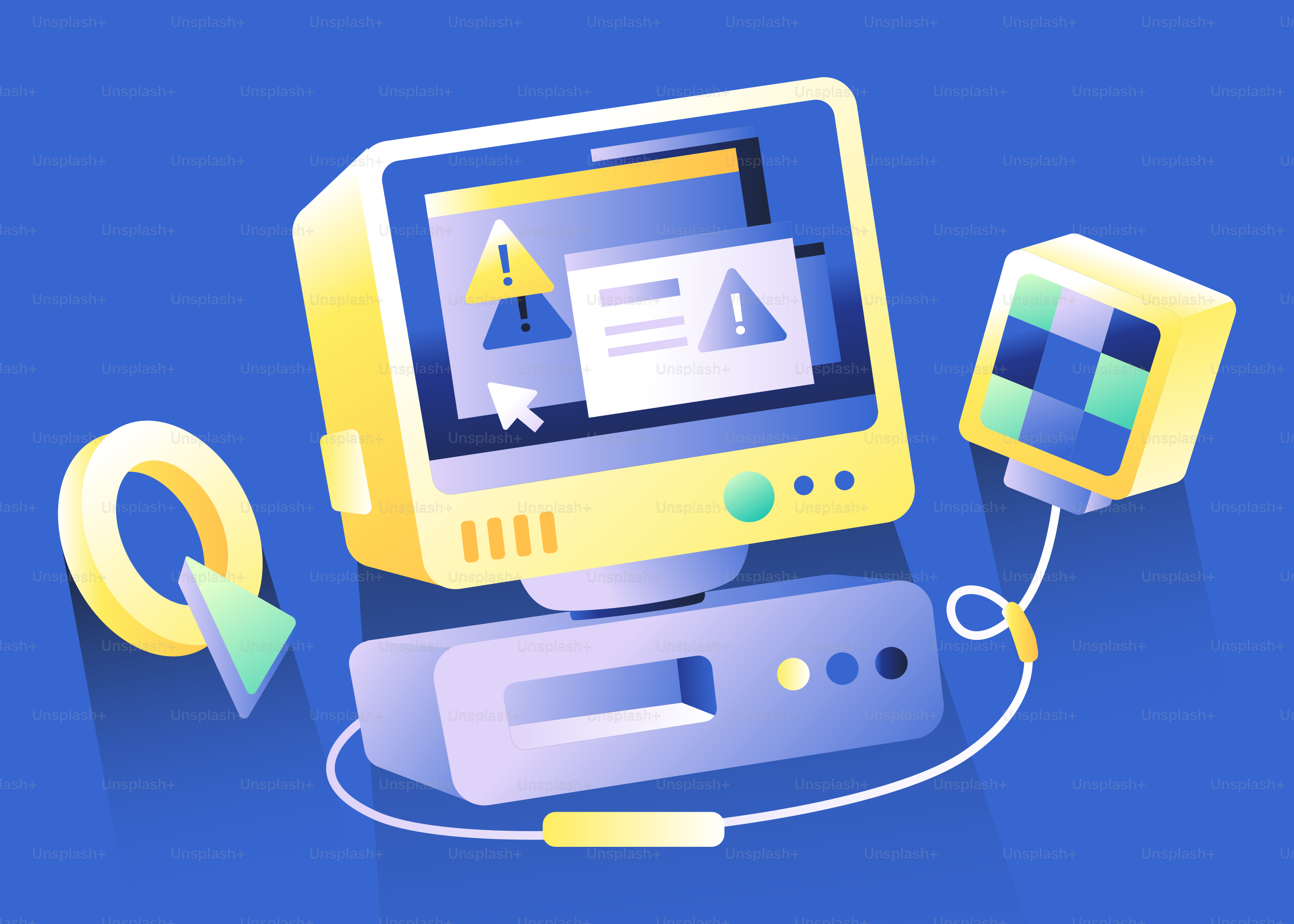 Vintage computer displaying error messages on screen