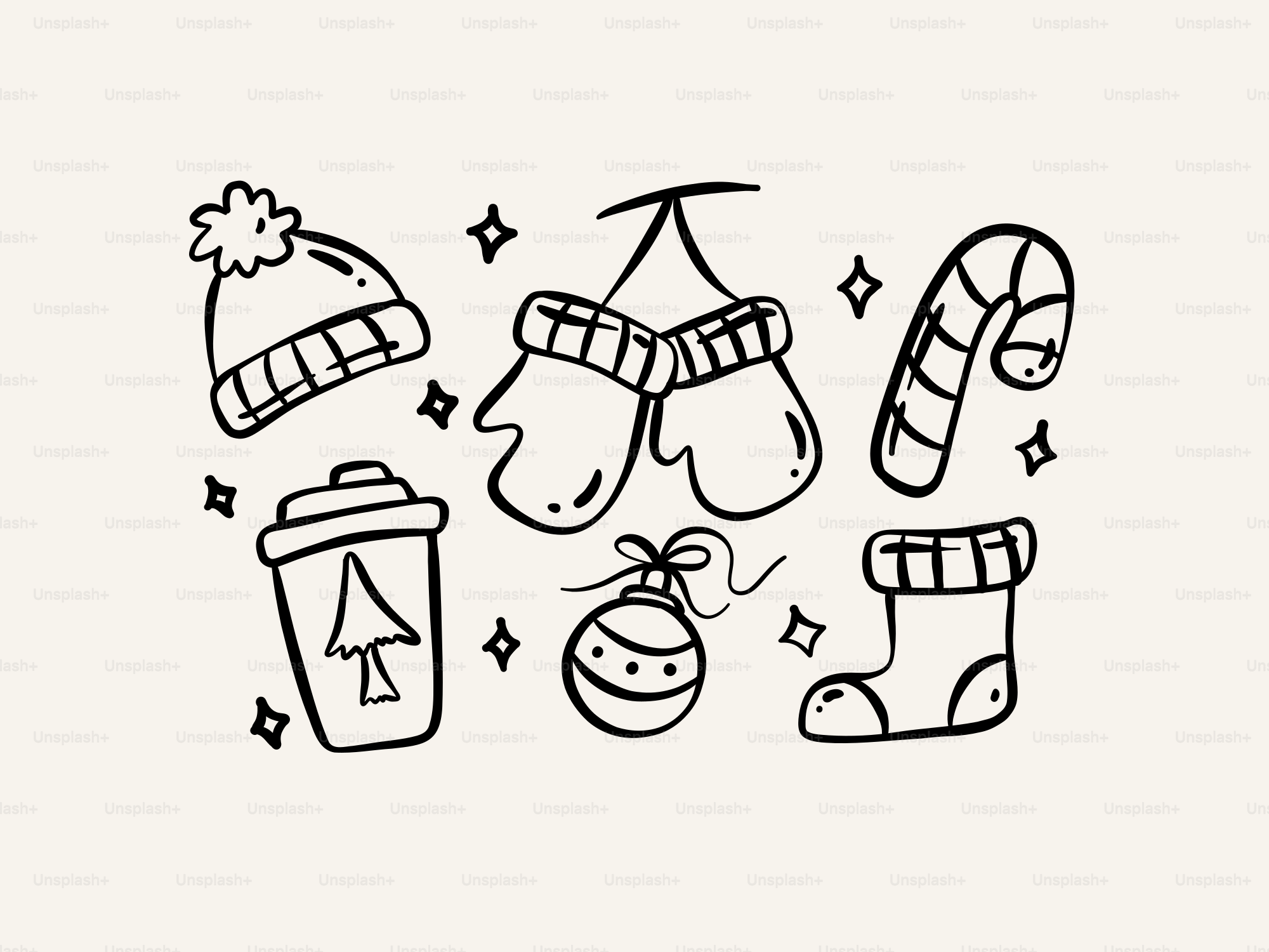 Doodle collection of winter holiday items