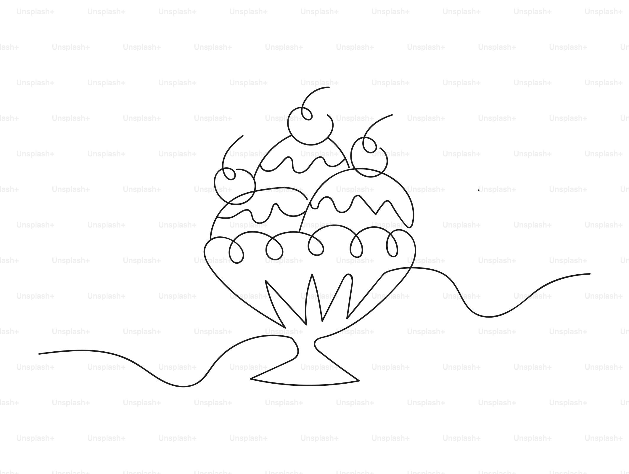 Three scoops of ice cream with cherries on top.