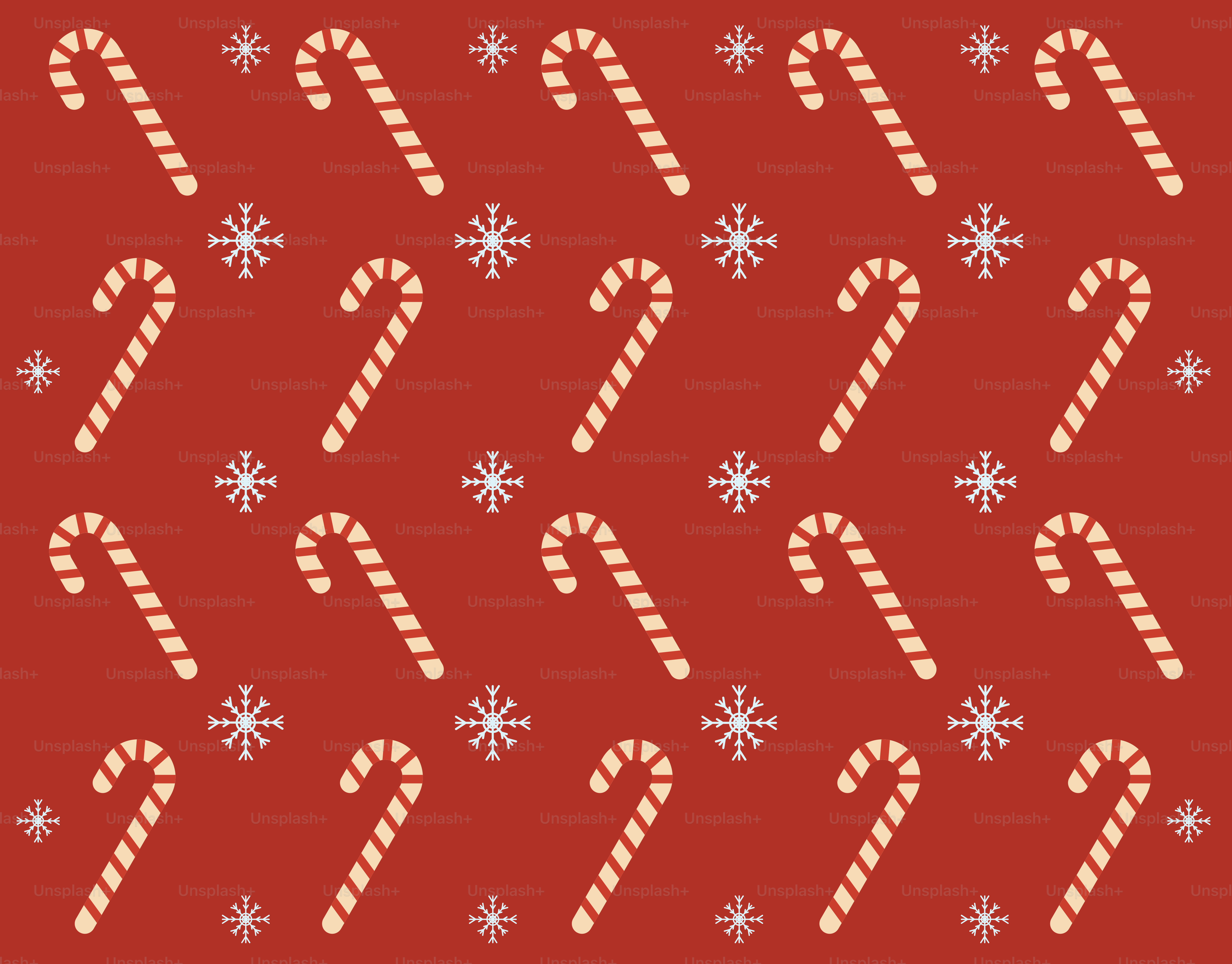Candy canes and snowflakes on red background