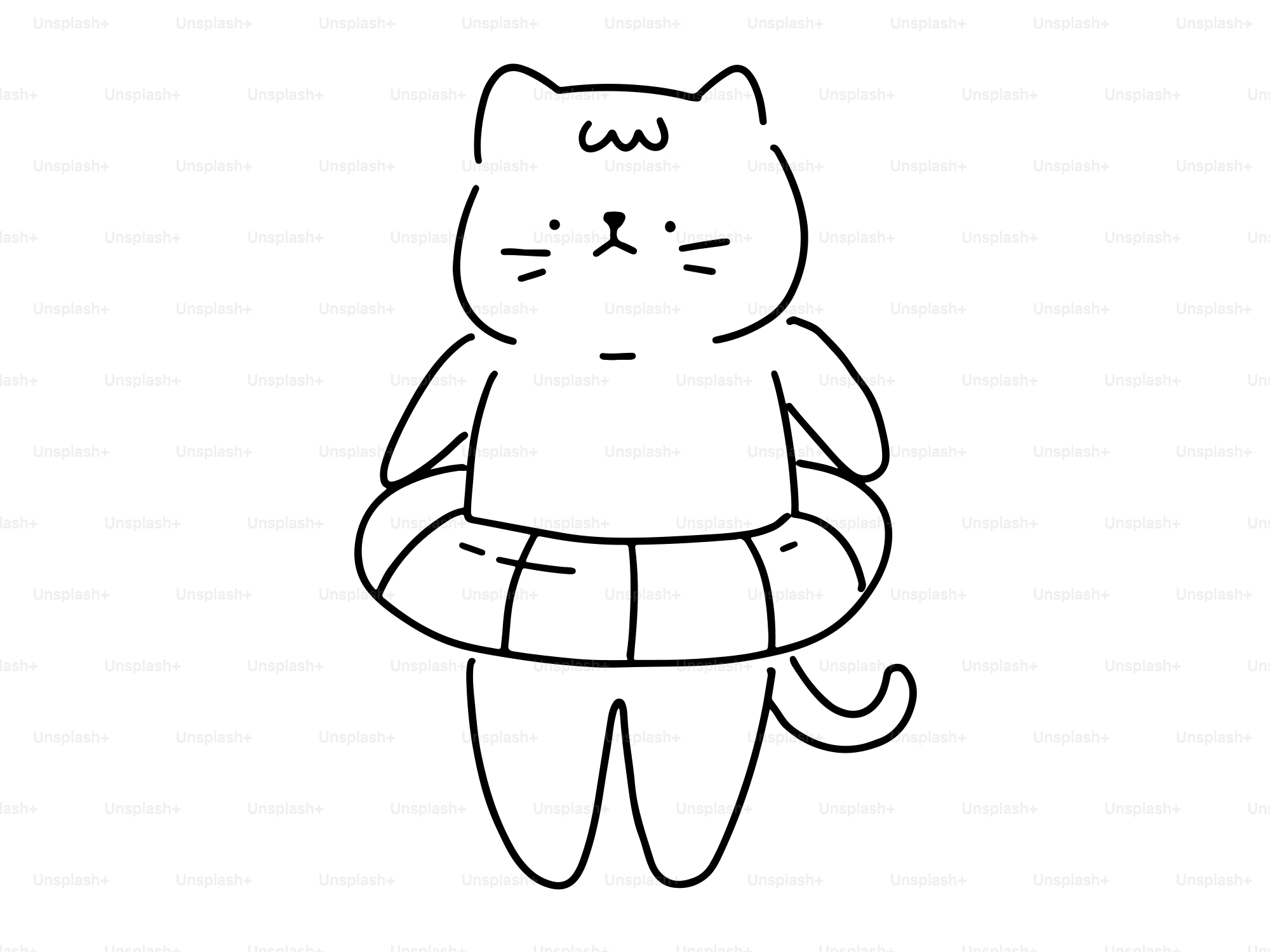 A cute cat wearing a swim ring