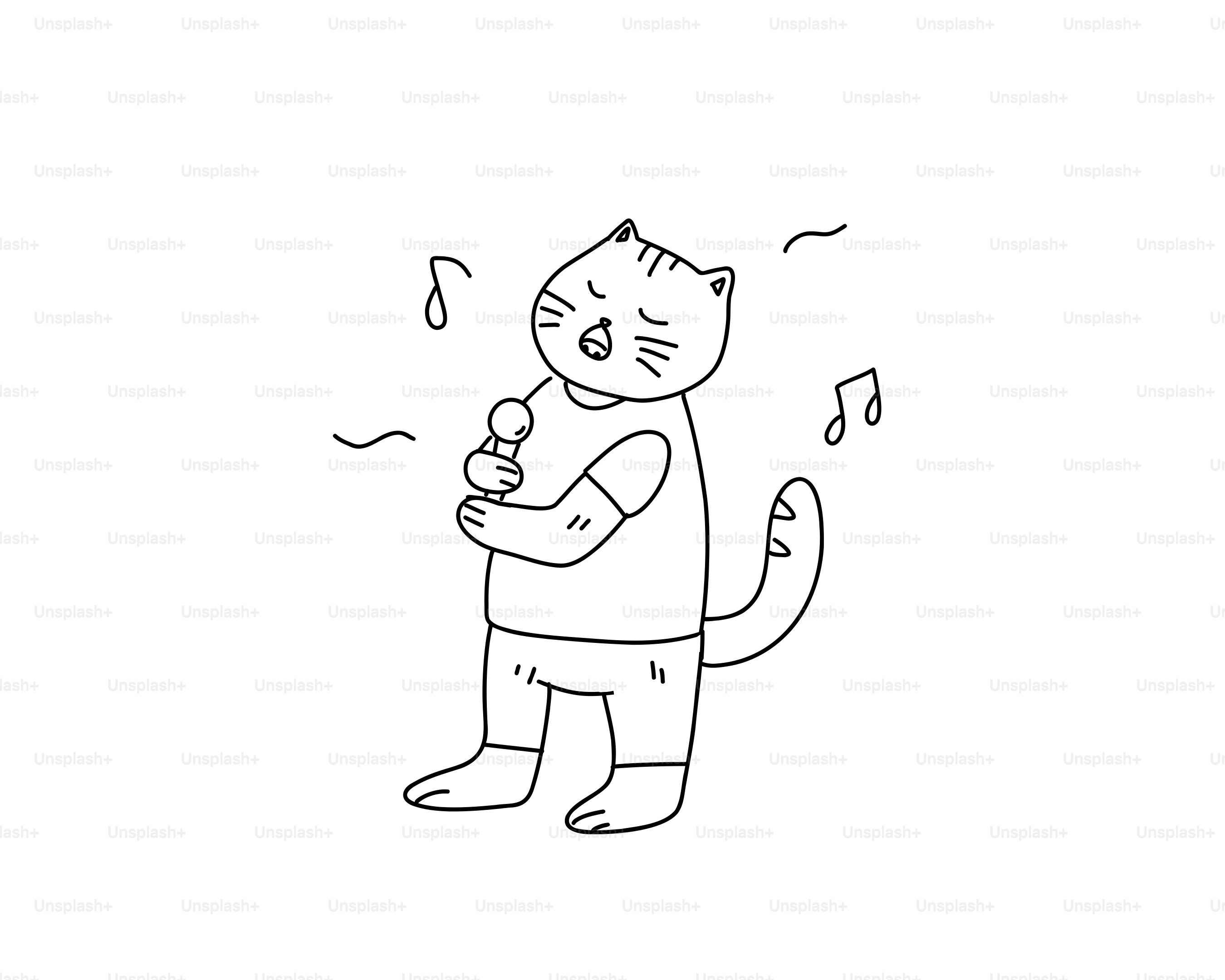 A cartoon cat singing into a microphone