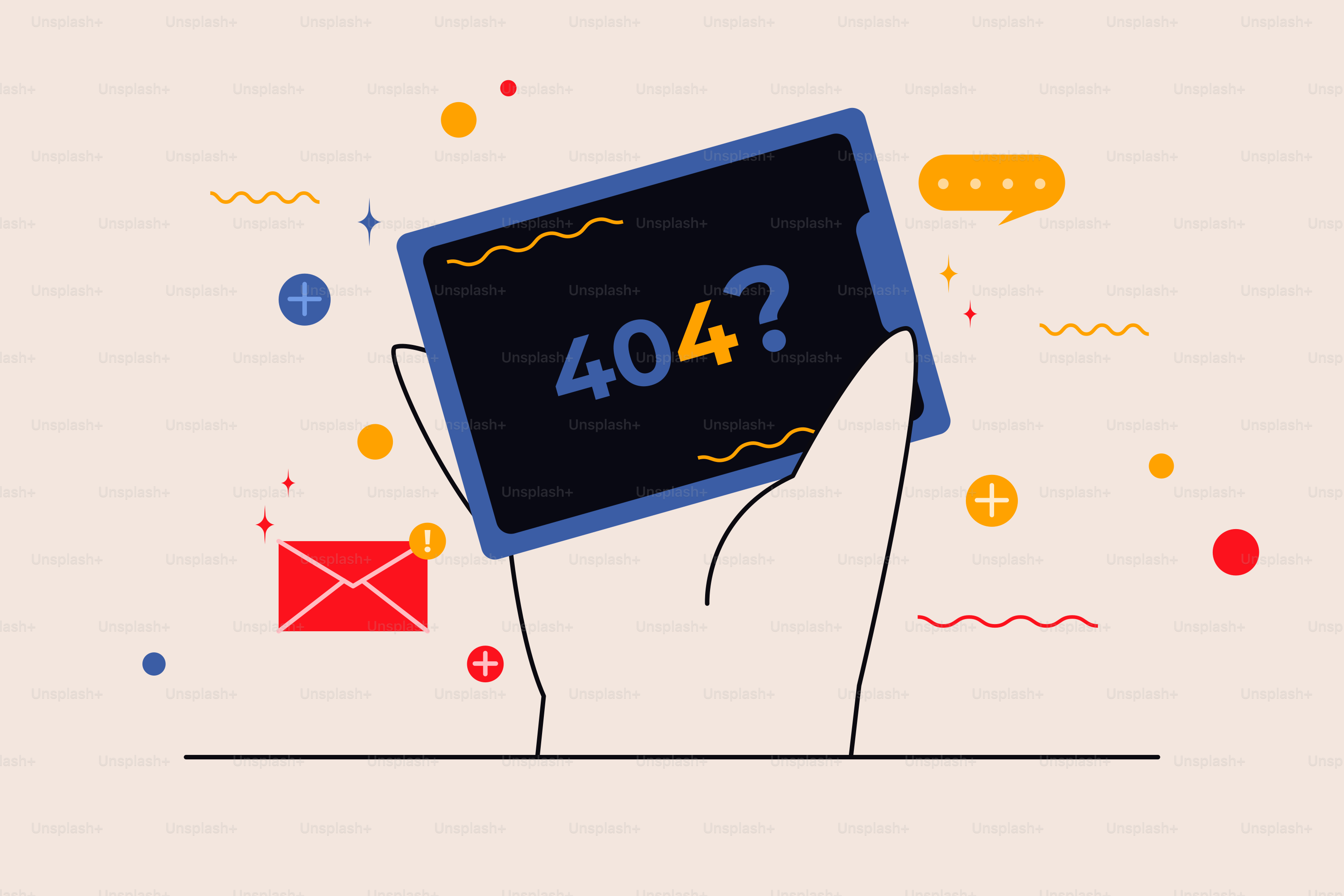 Hand holding phone displaying 404 error message