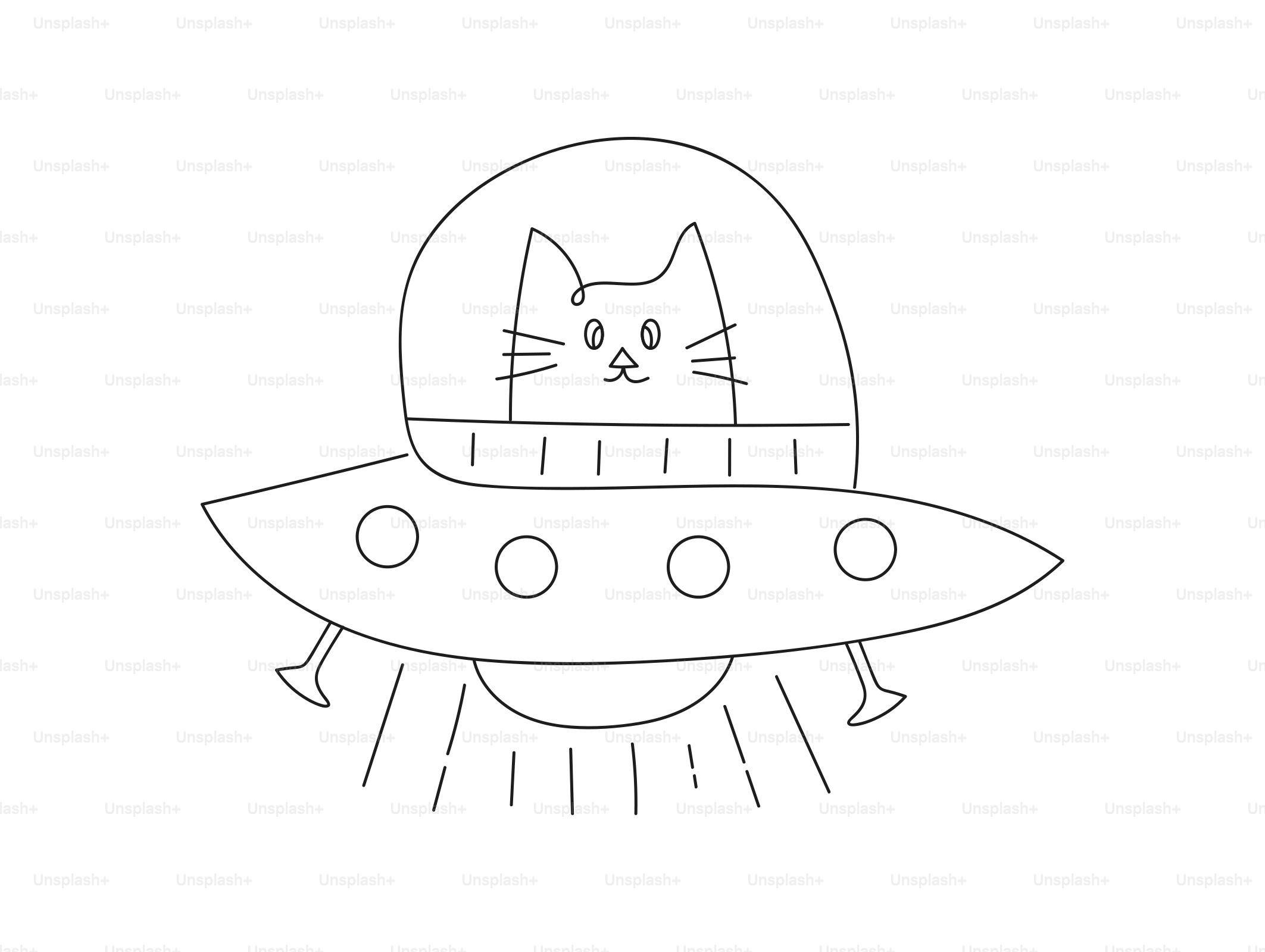 A cat in a ufo flies through space.