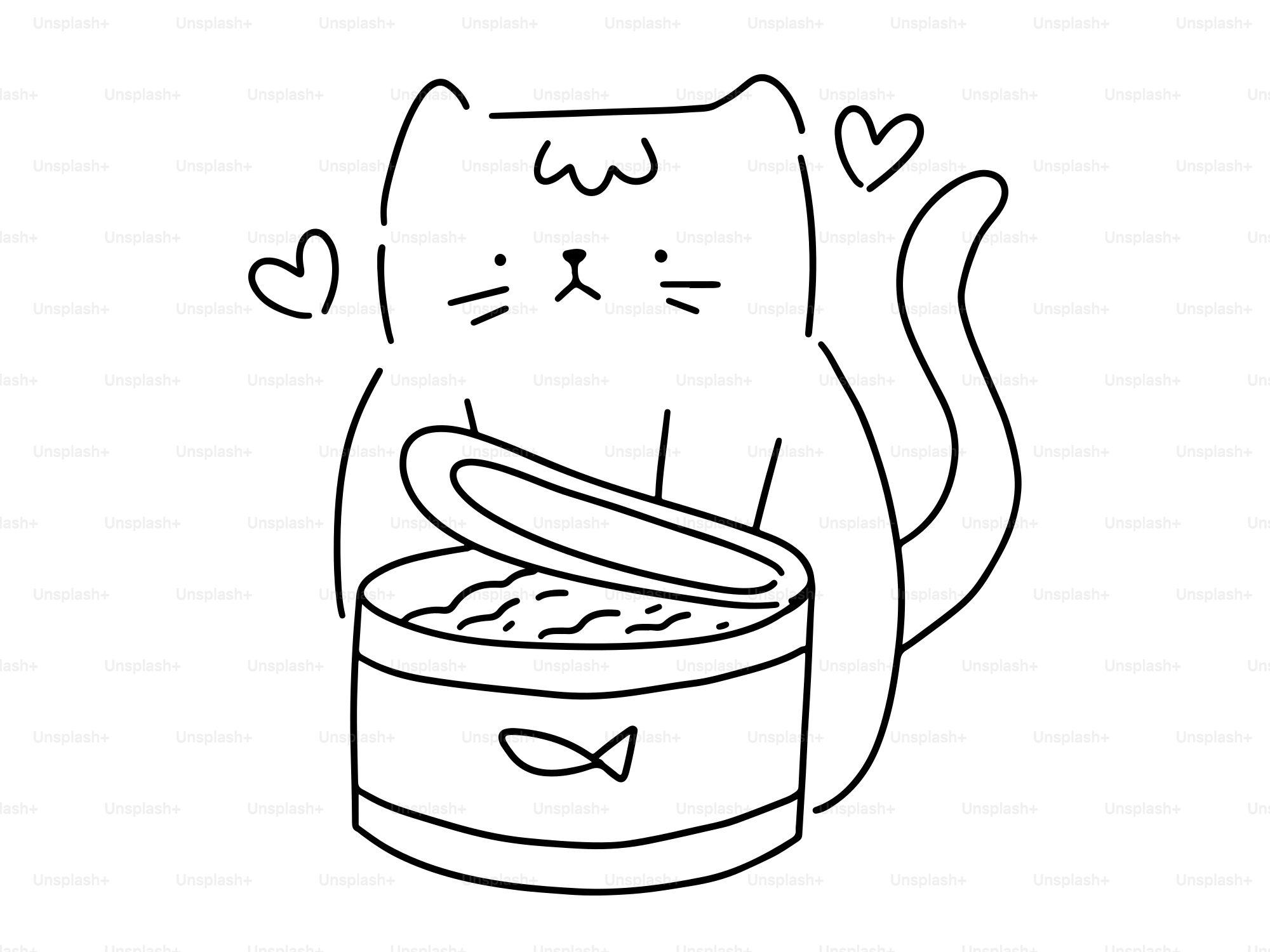 A cute cat with a can of food