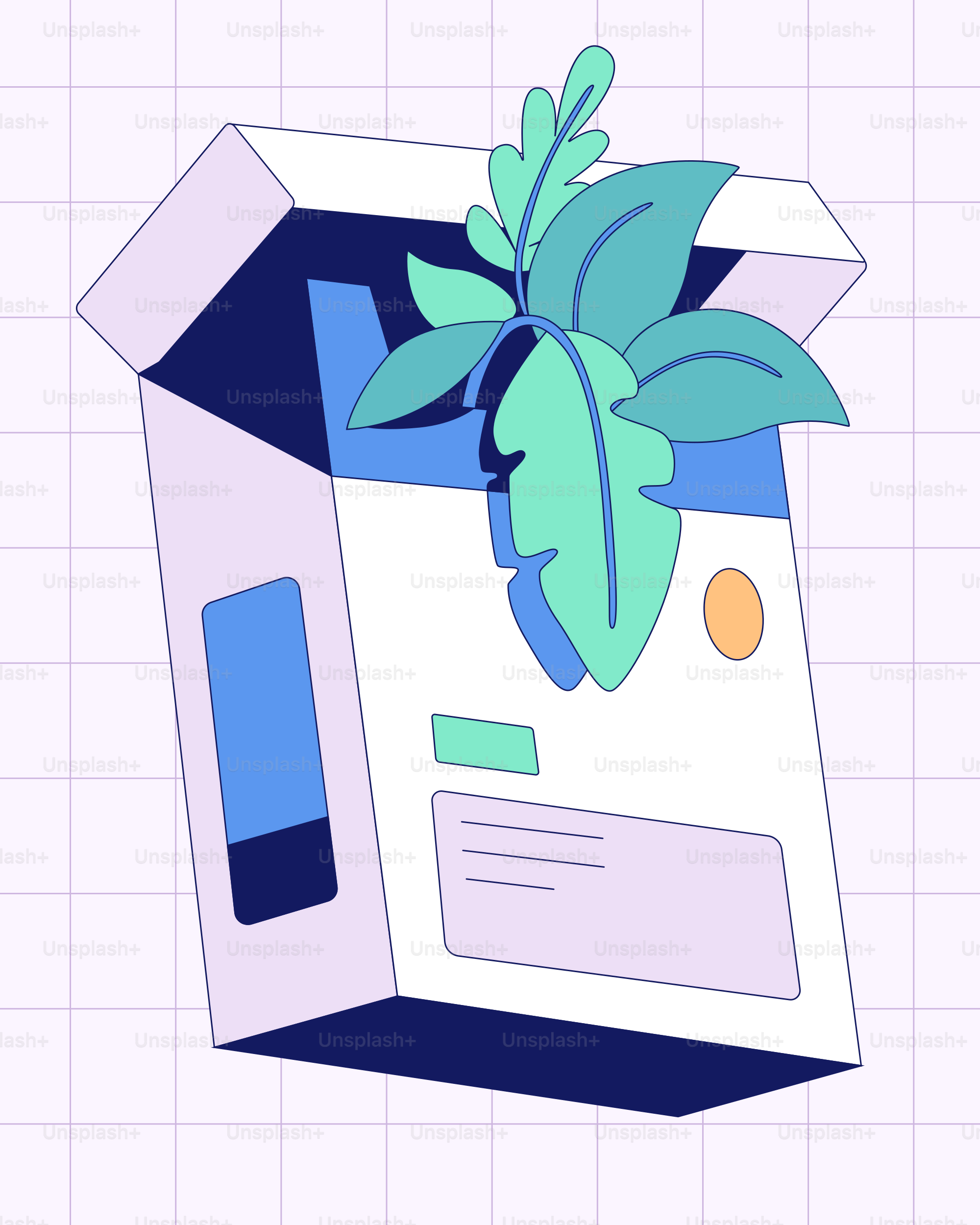 A plant growing out of an open box.