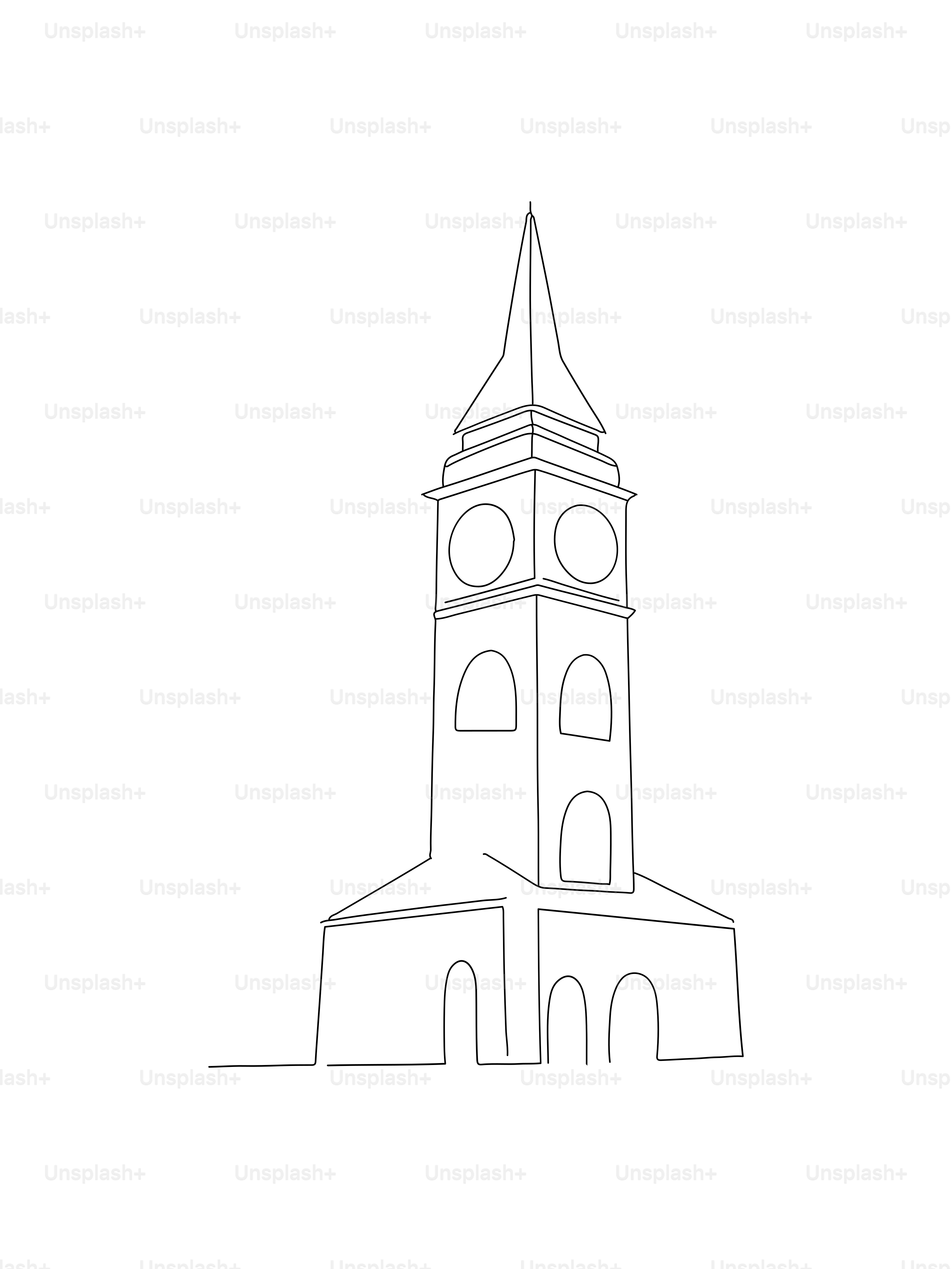 A simple line drawing of a clock tower