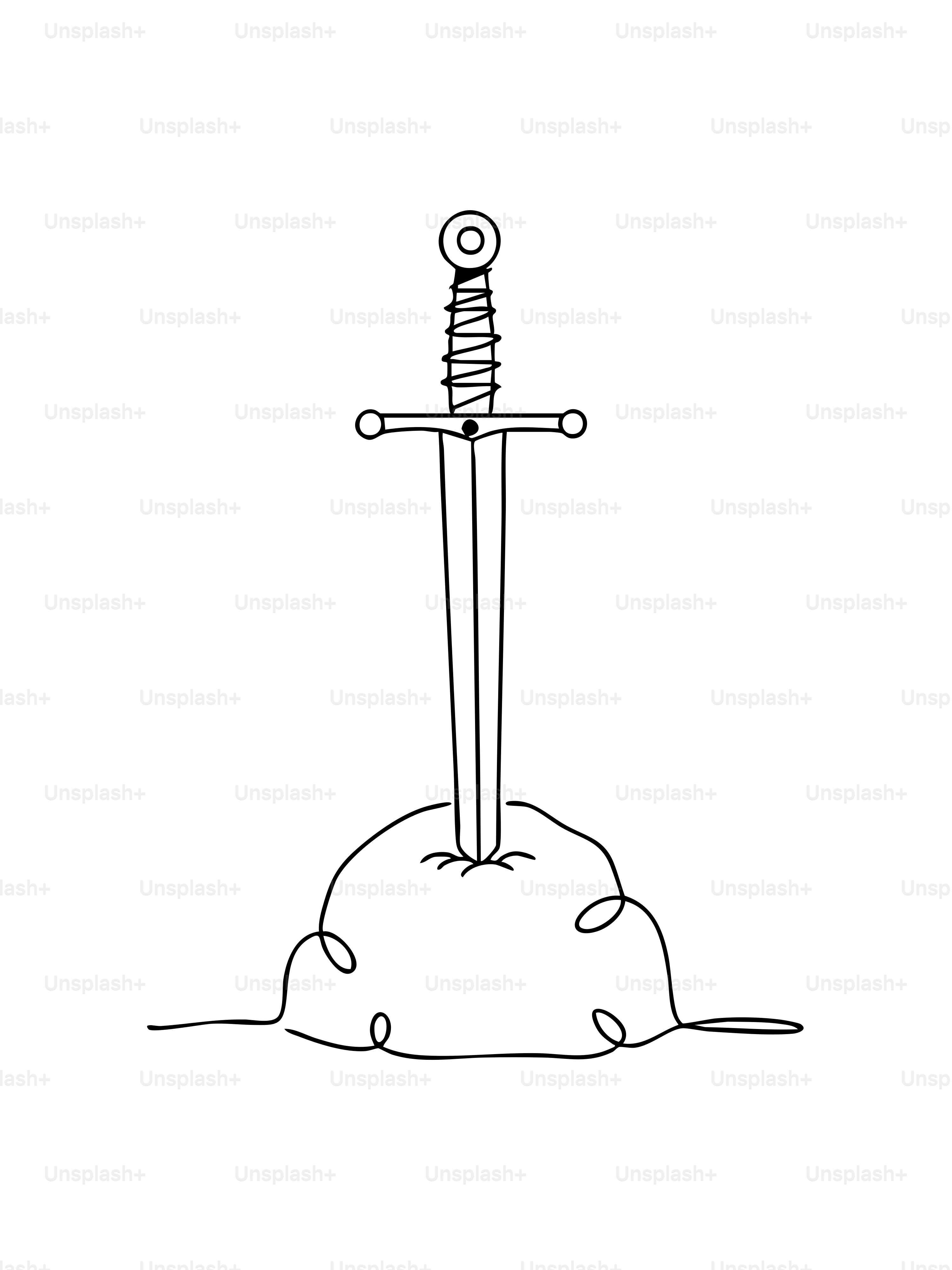 A sword stuck in a mound of dirt.