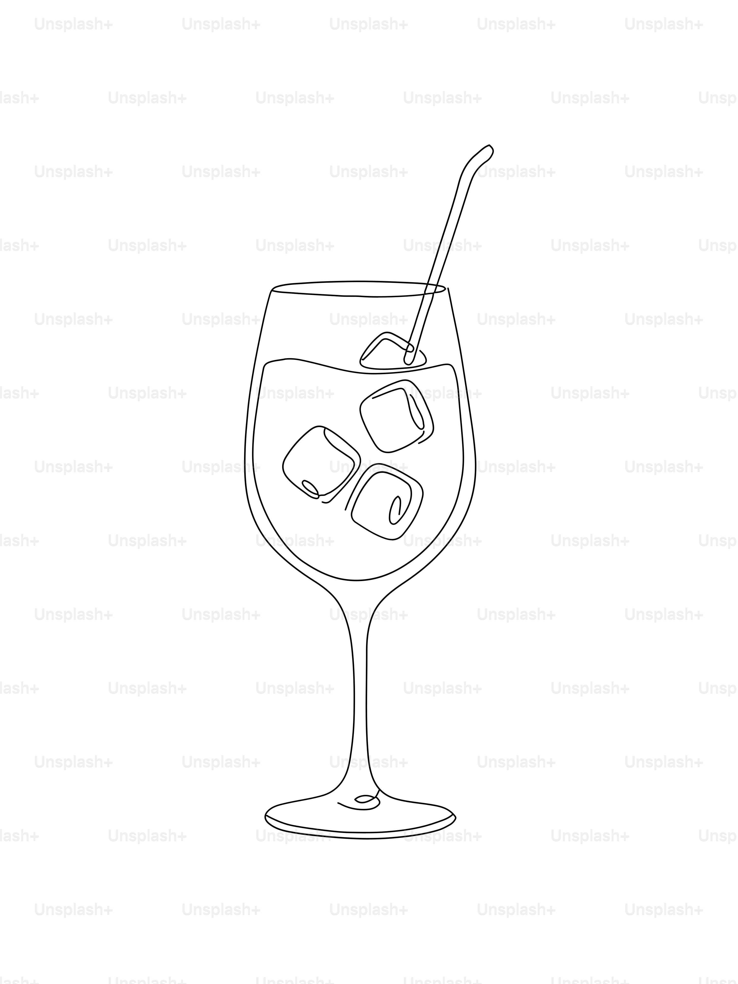 A glass of iced beverage with a straw