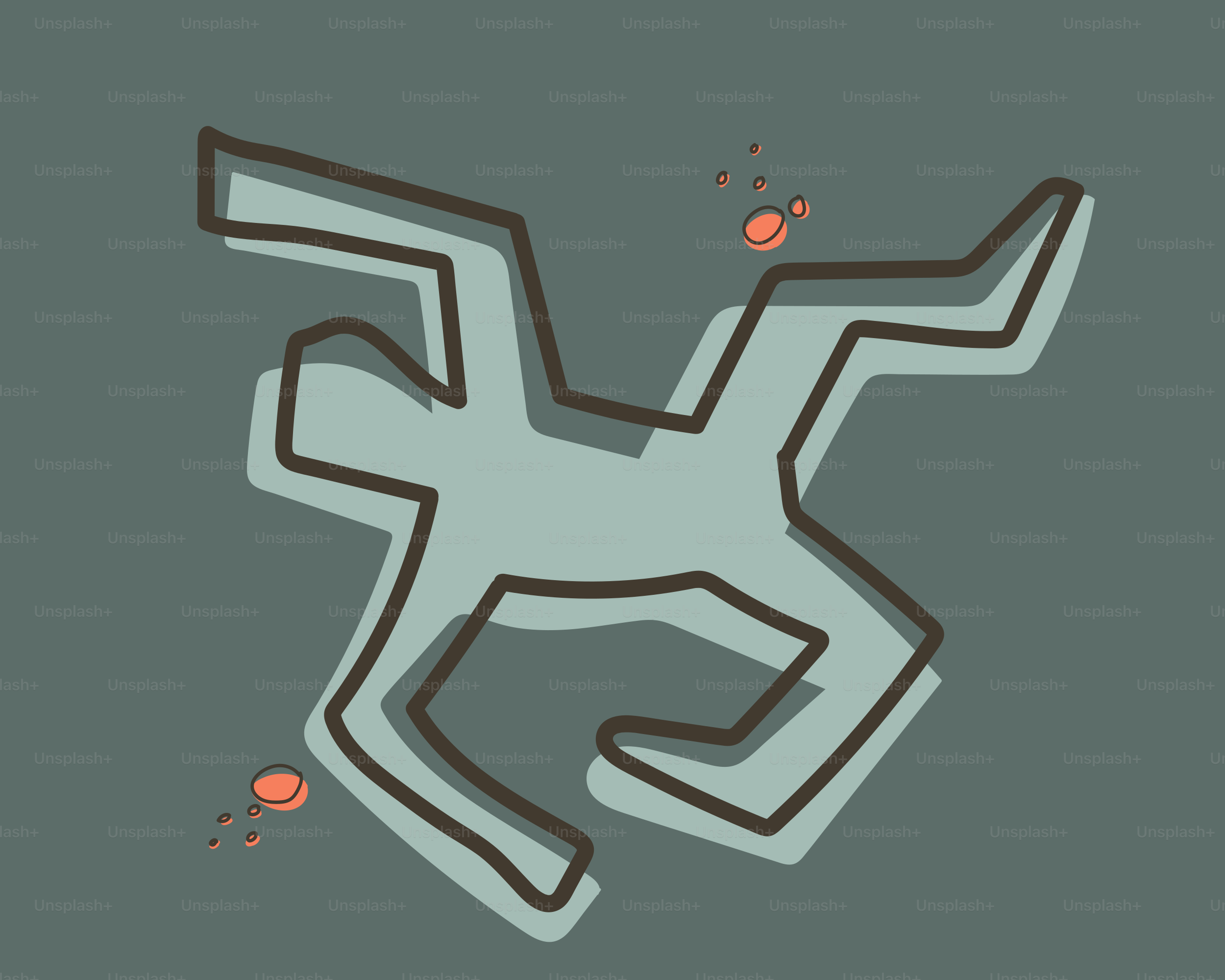 Chalk outline of a body on the floor