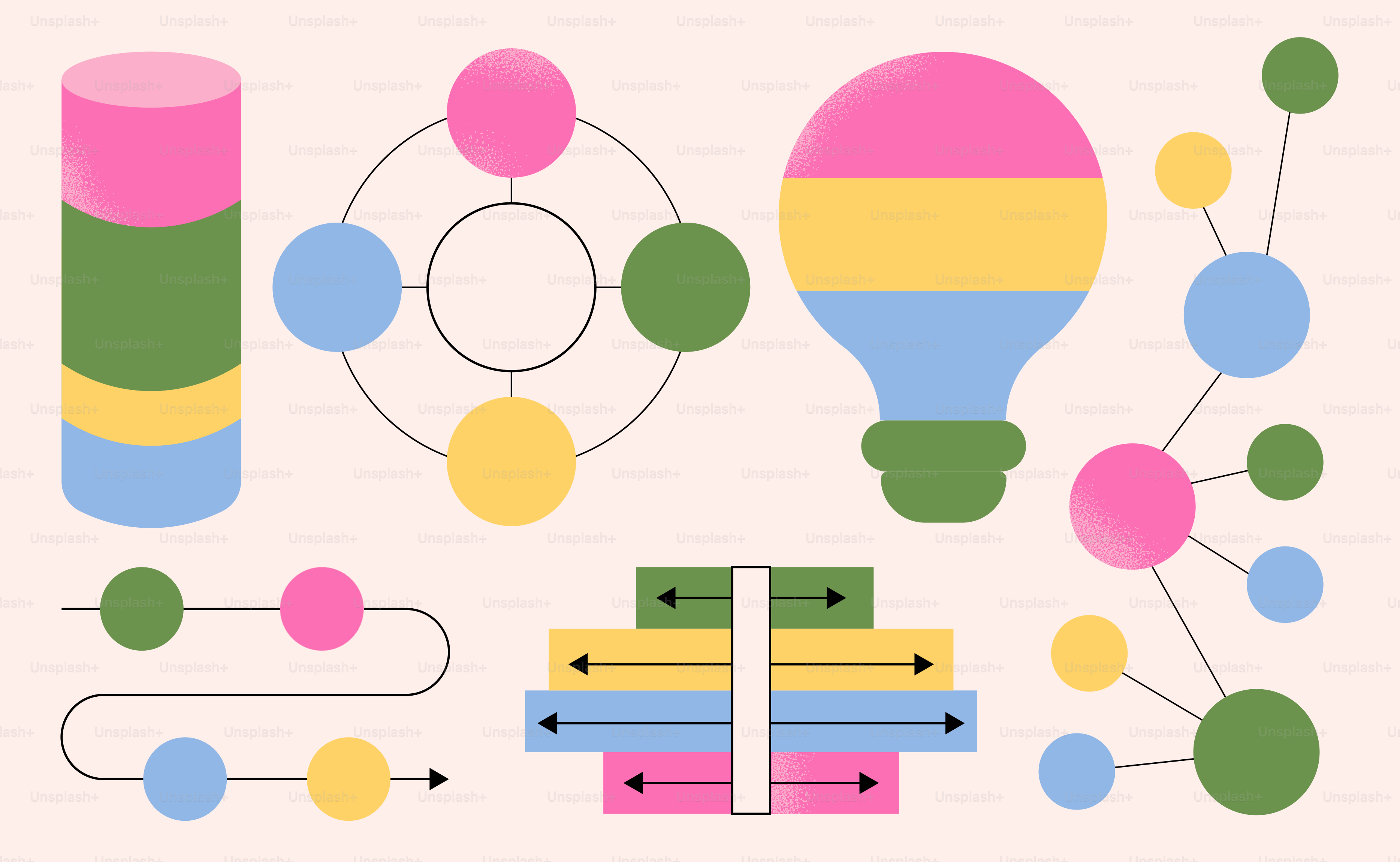 Éléments infographies abstraites avec des formes et des lignes colorées