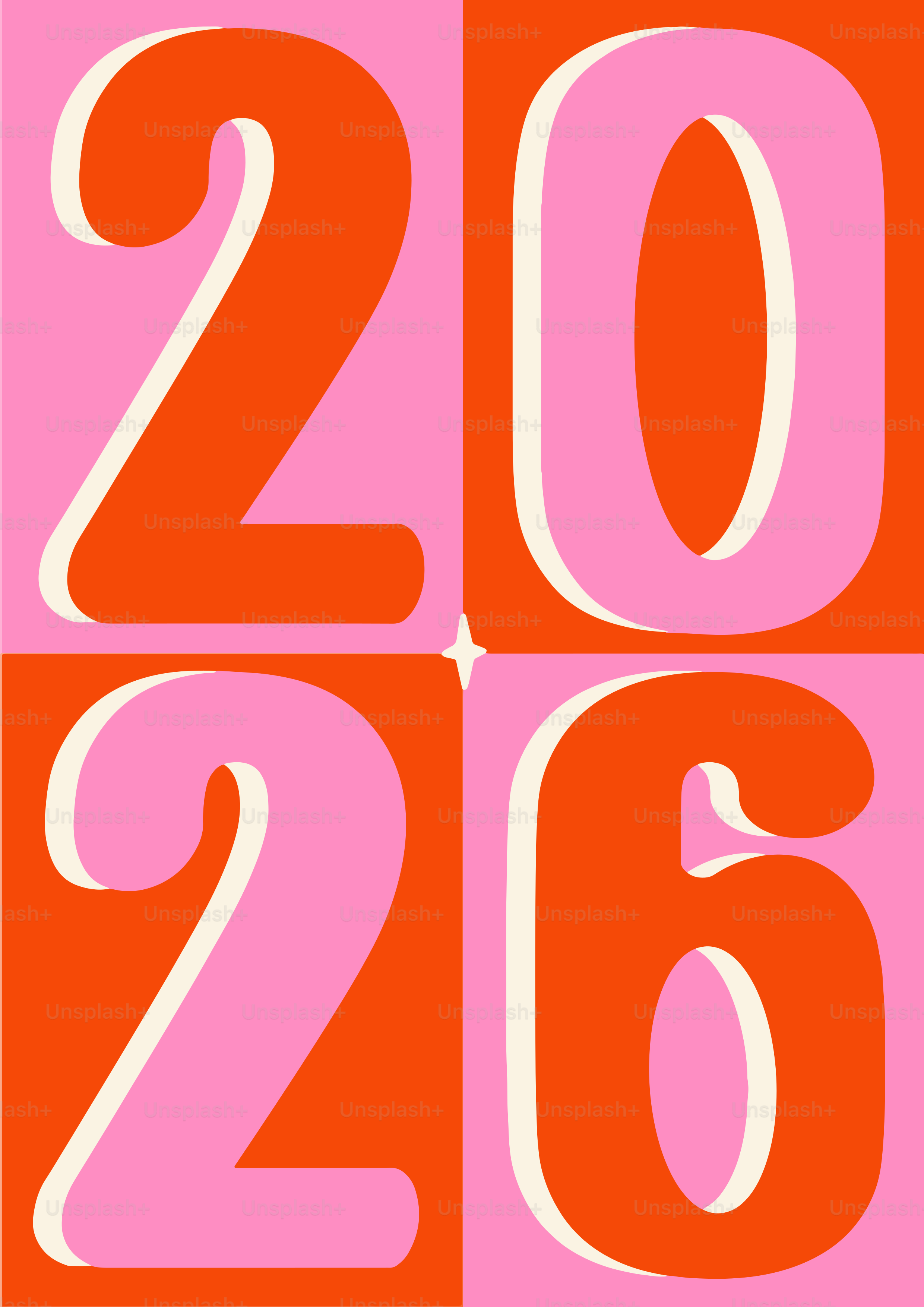 Fette Zahlen 2026 in Pink und Orange