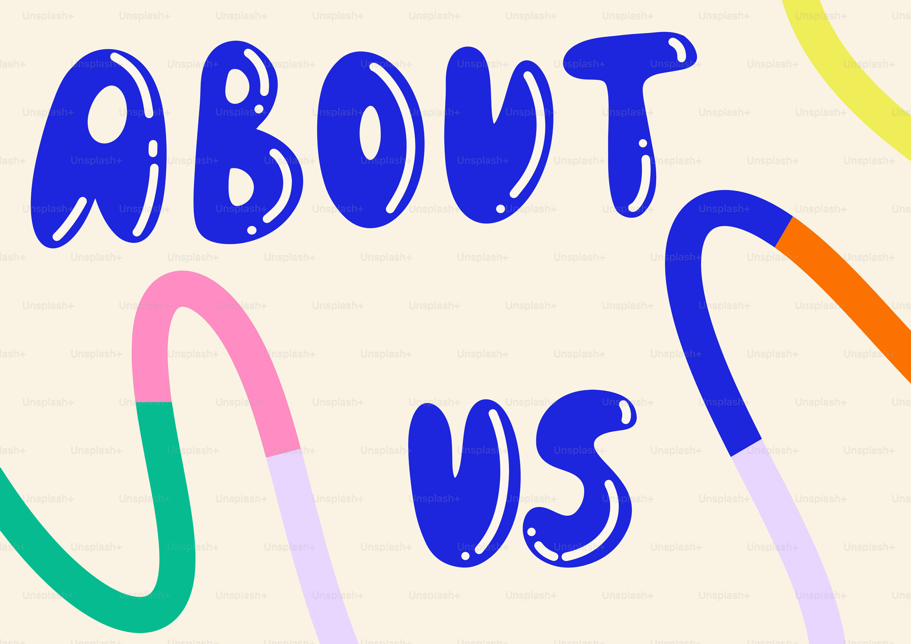 About us text with colorful abstract shapes