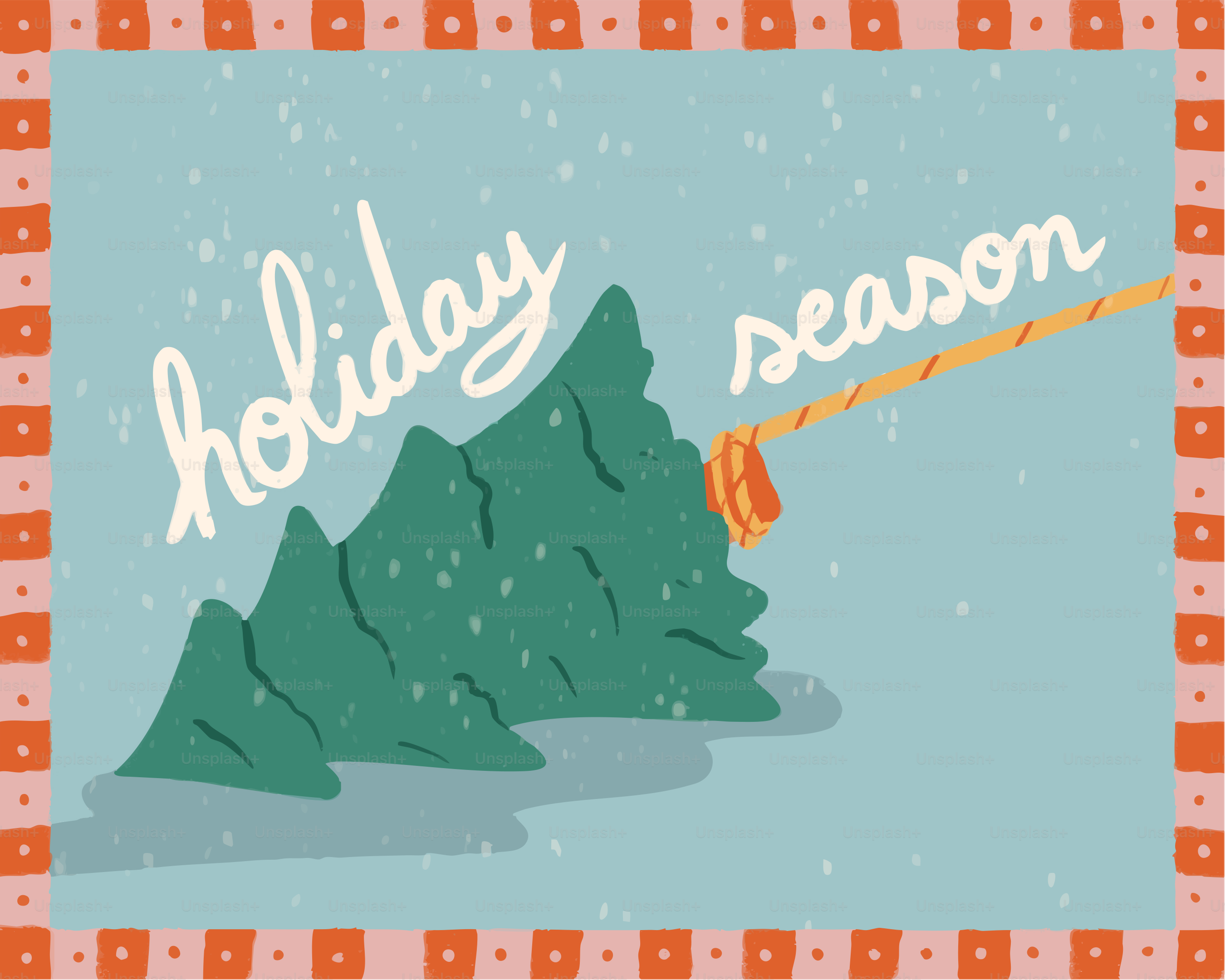 A christmas tree being pulled by a rope