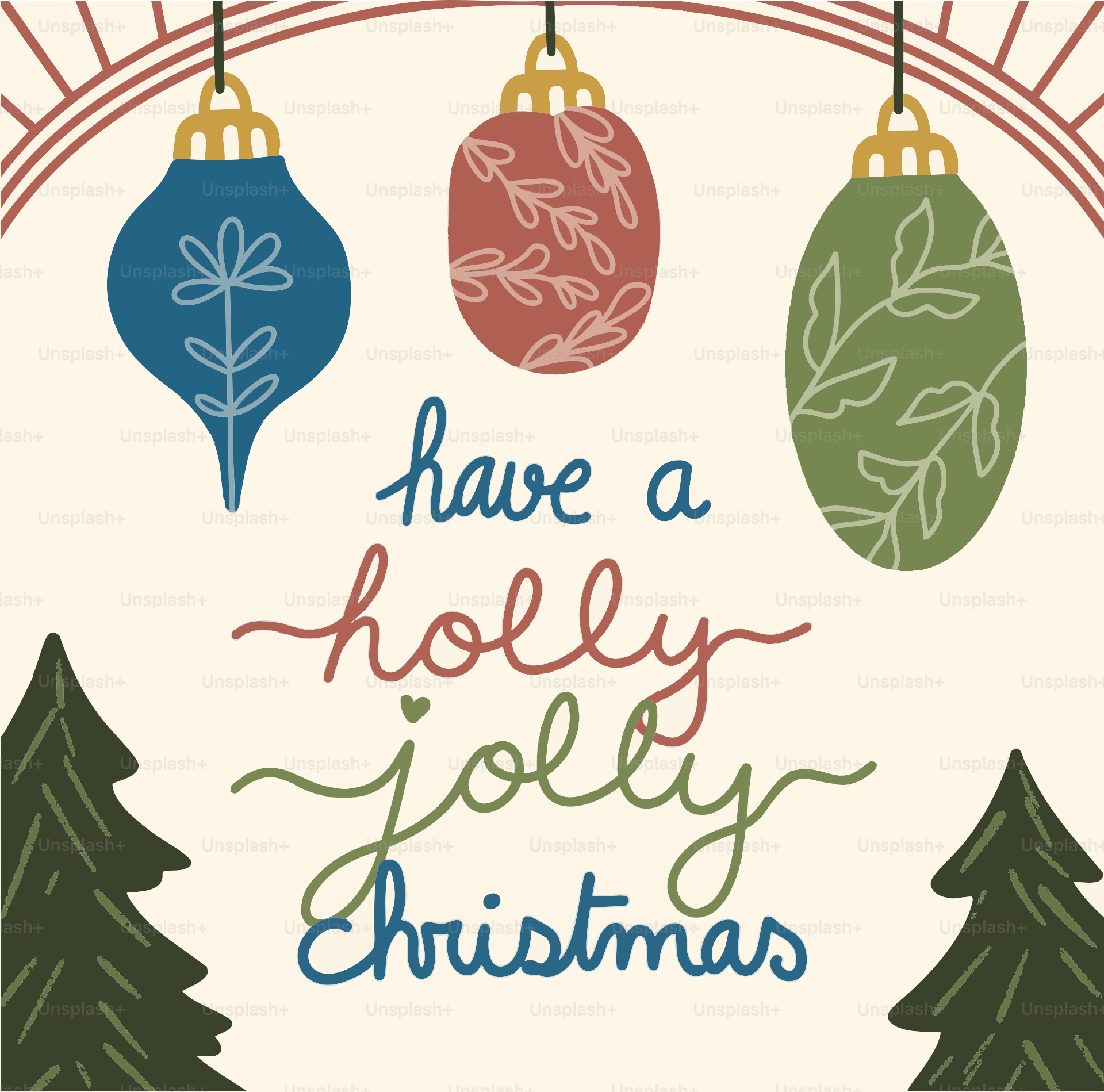 Des ornements de Noël et des sapins avec des textes festifs