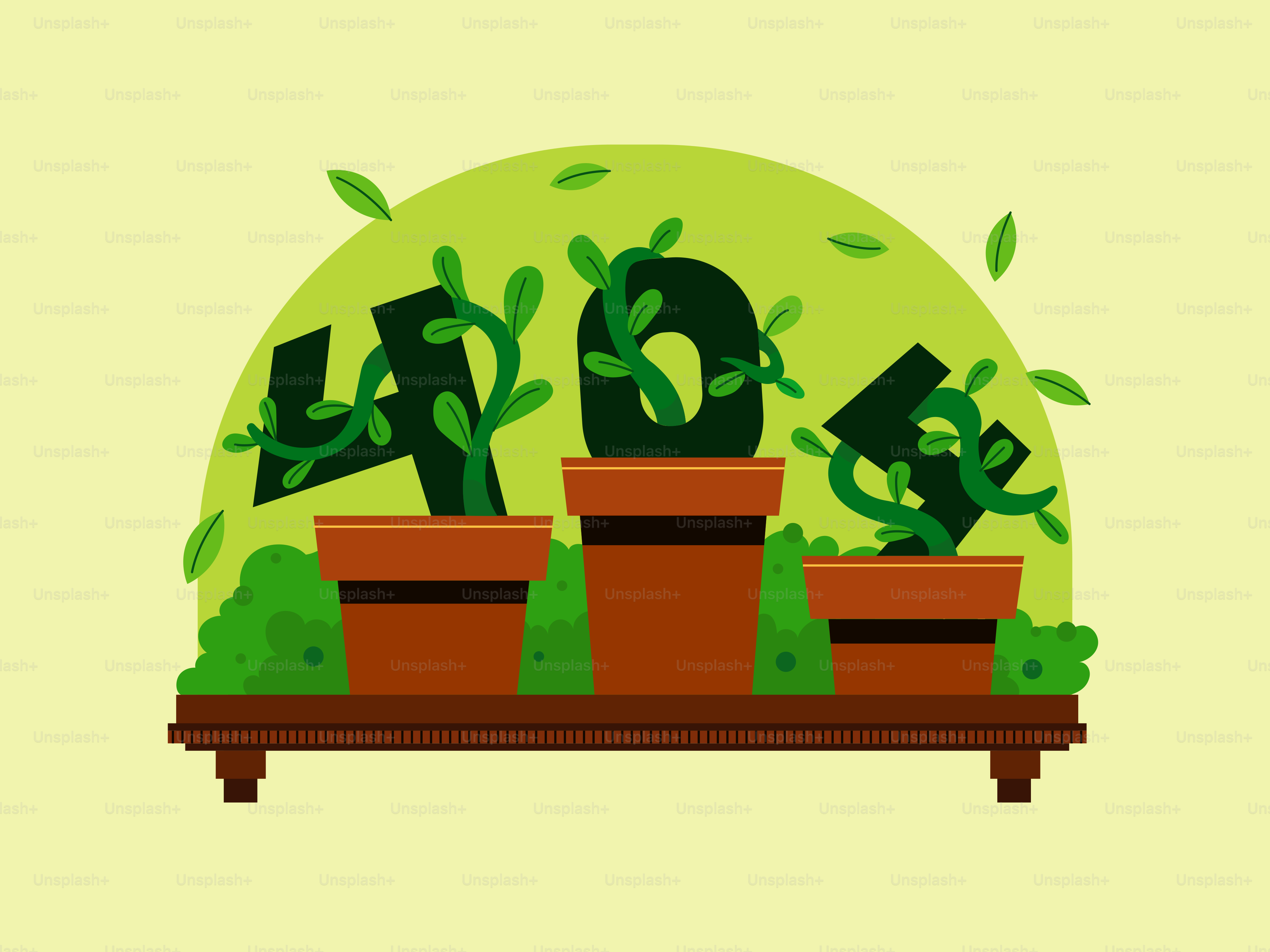 Numbers 404 growing from plants in pots