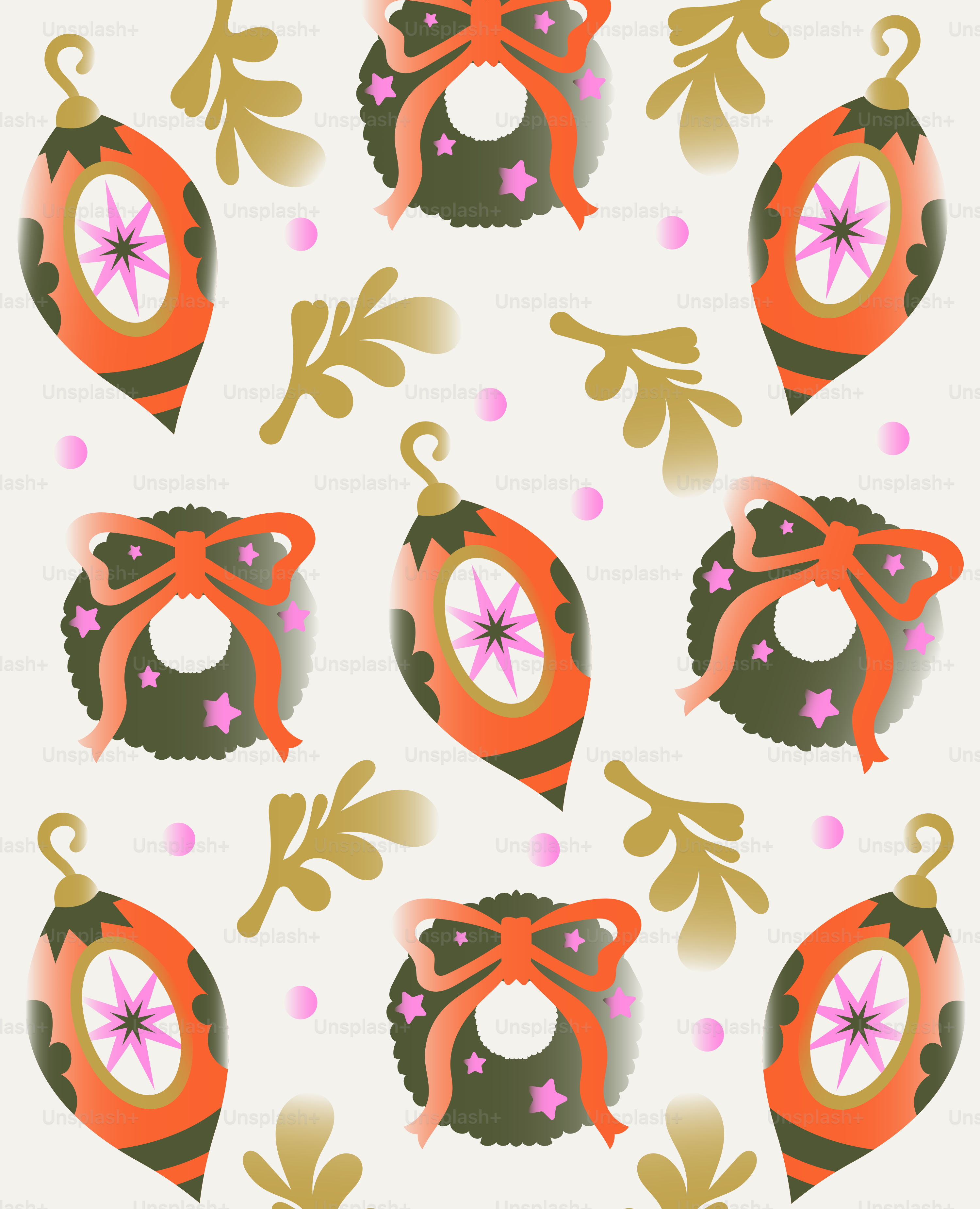 Christmas ornaments and wreaths pattern