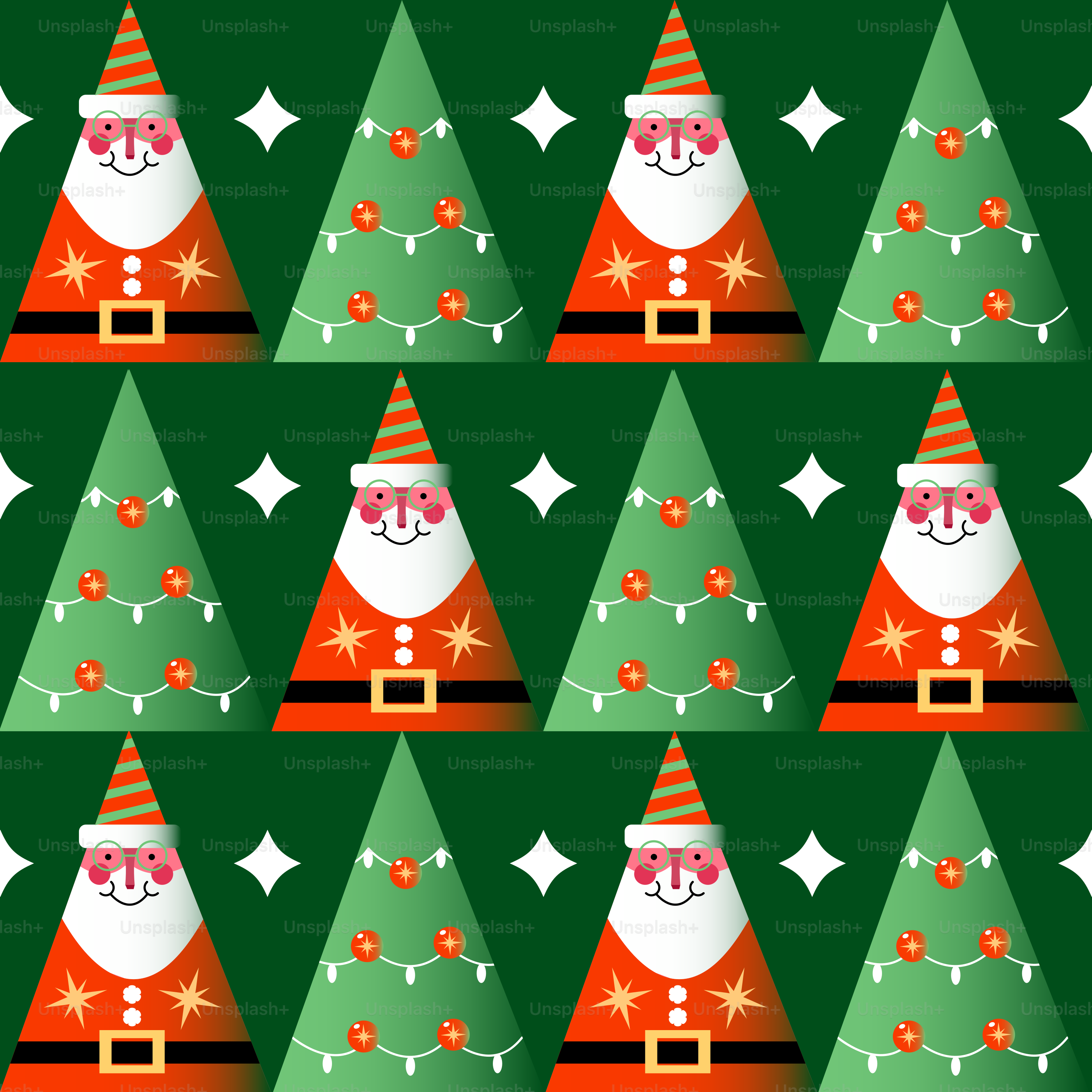 Christmas trees and santa claus pattern