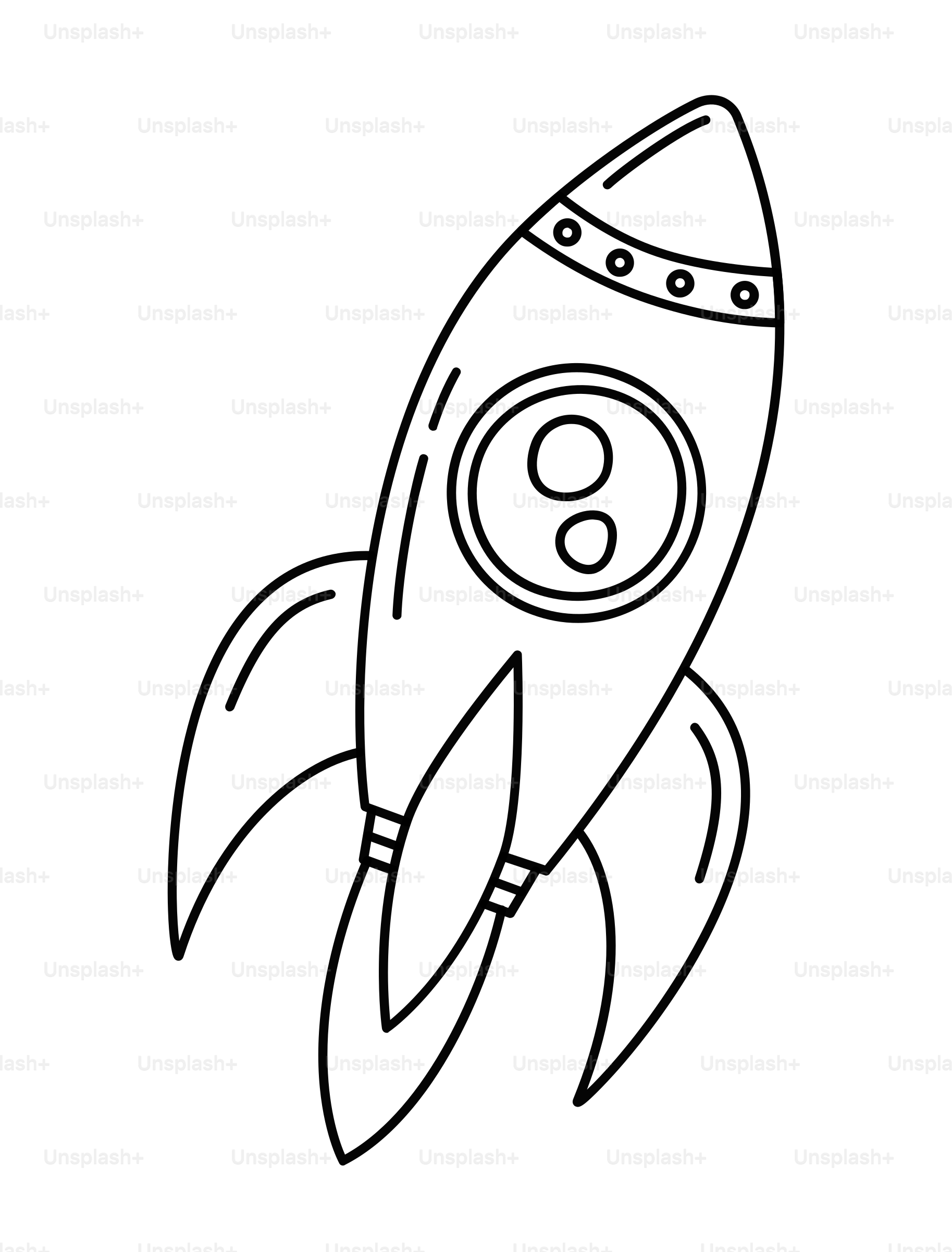 Un simple dibujo lineal de un cohete