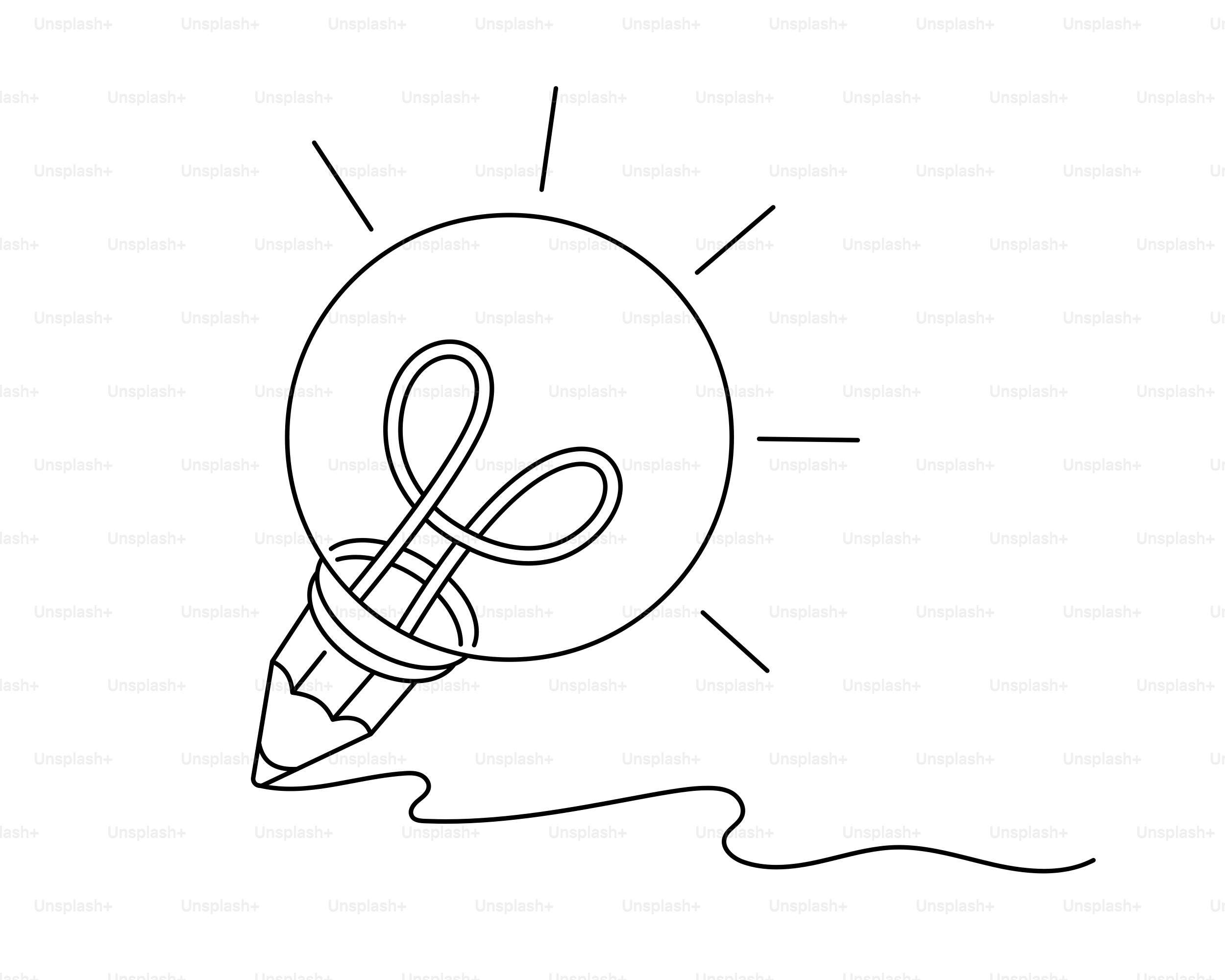 Lightbulb with a pencil drawing a line.