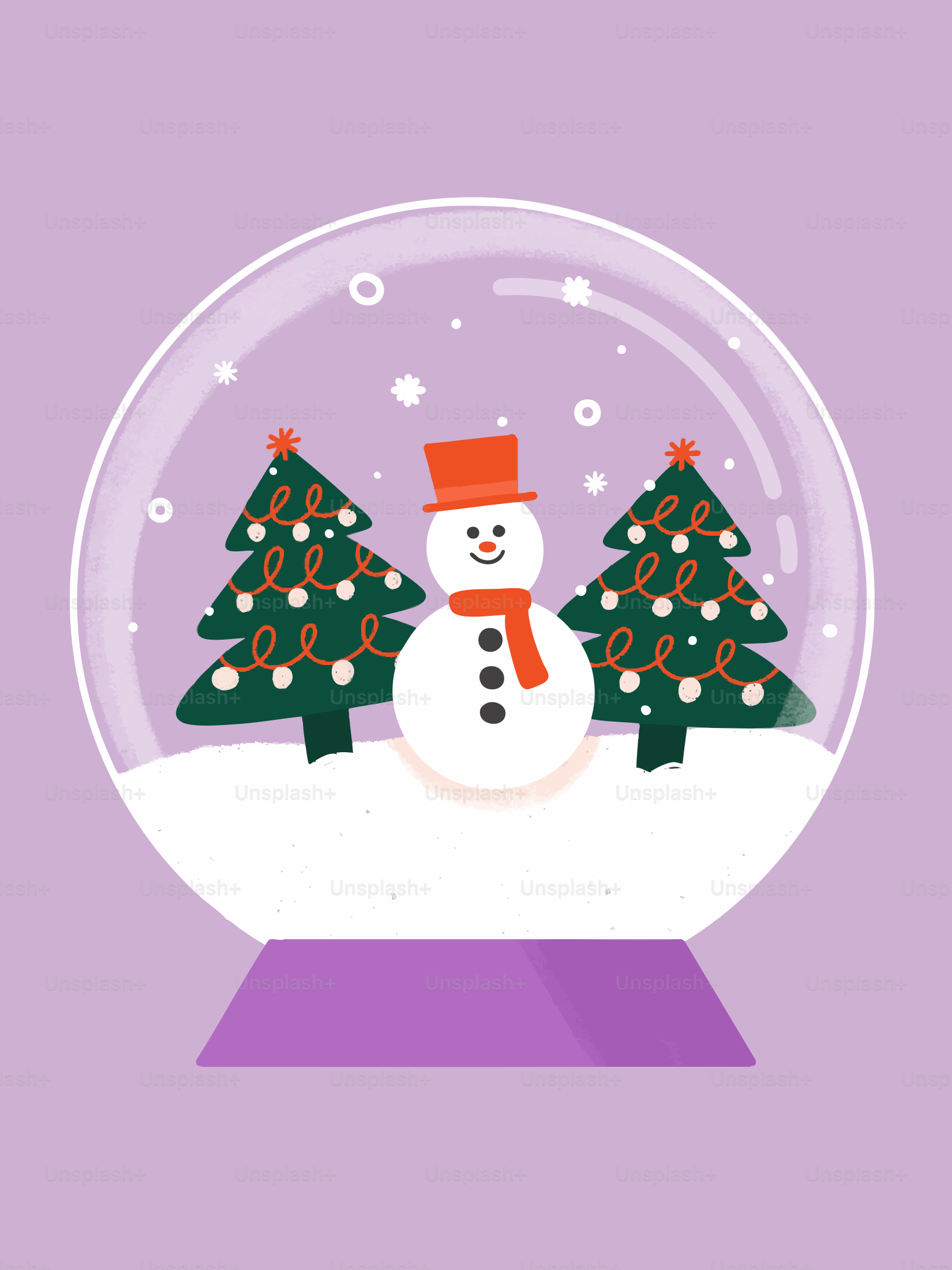 Snow globe with snowman and decorated trees