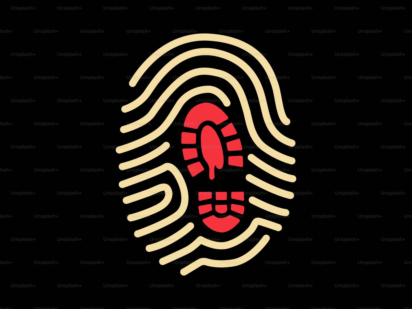 内側に赤い靴の跡が入った指紋