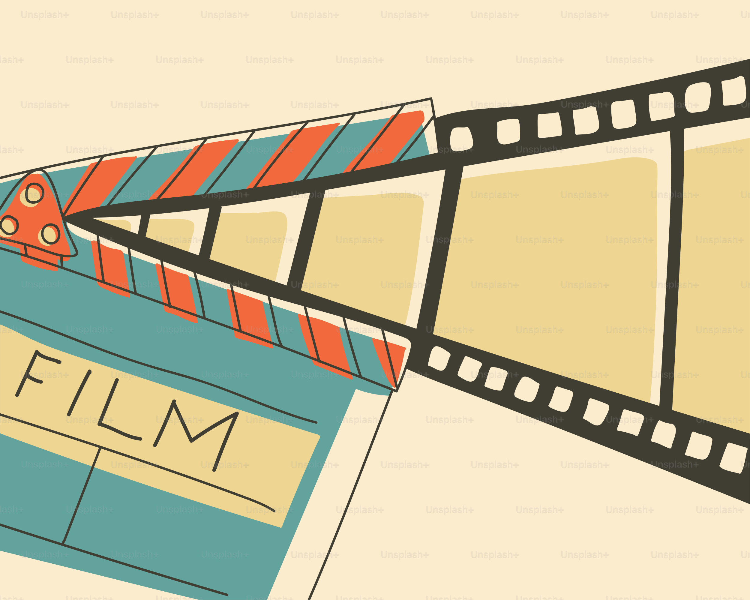 Clapet et bande de film sur fond clair