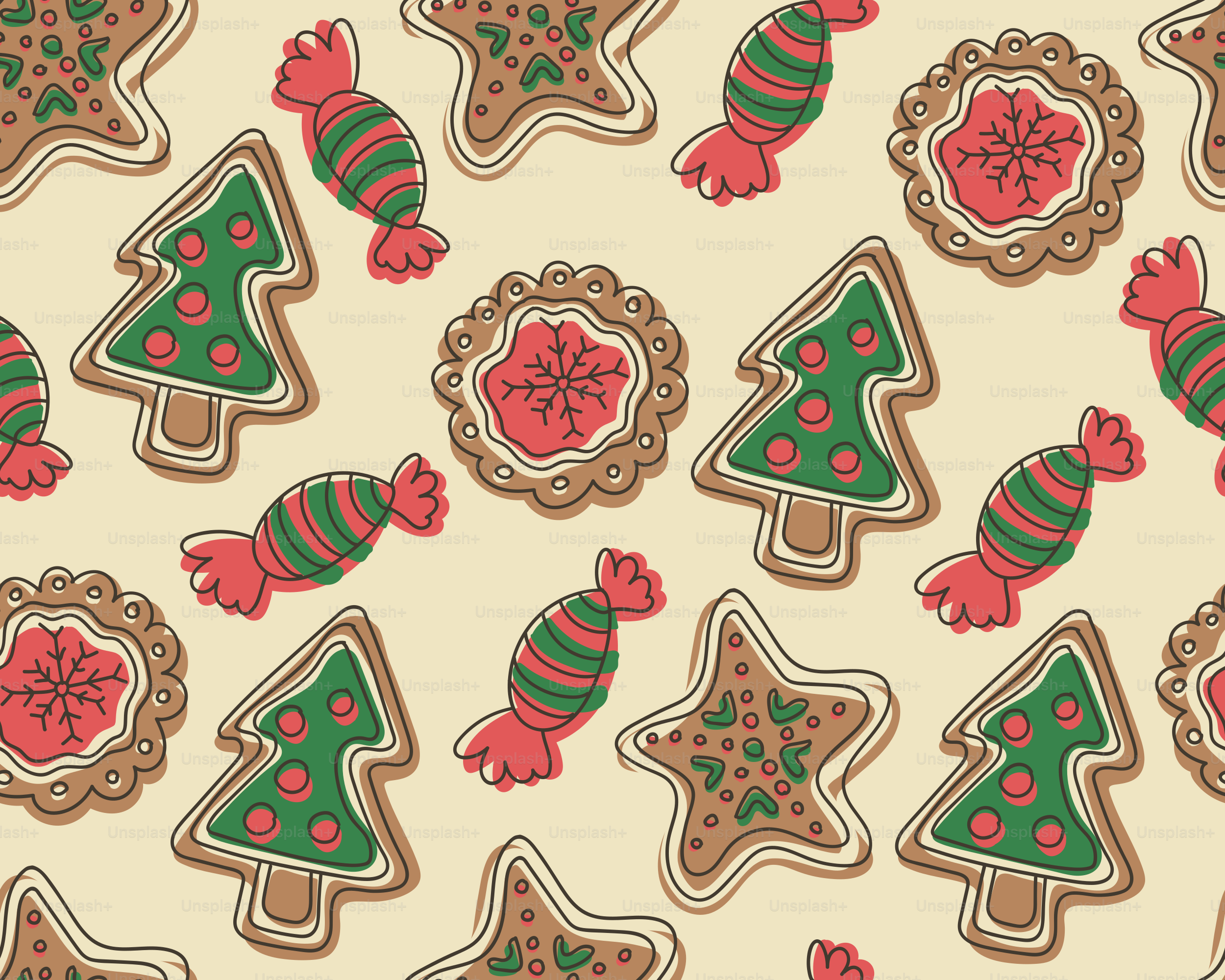 Christmas cookies and candies seamless pattern