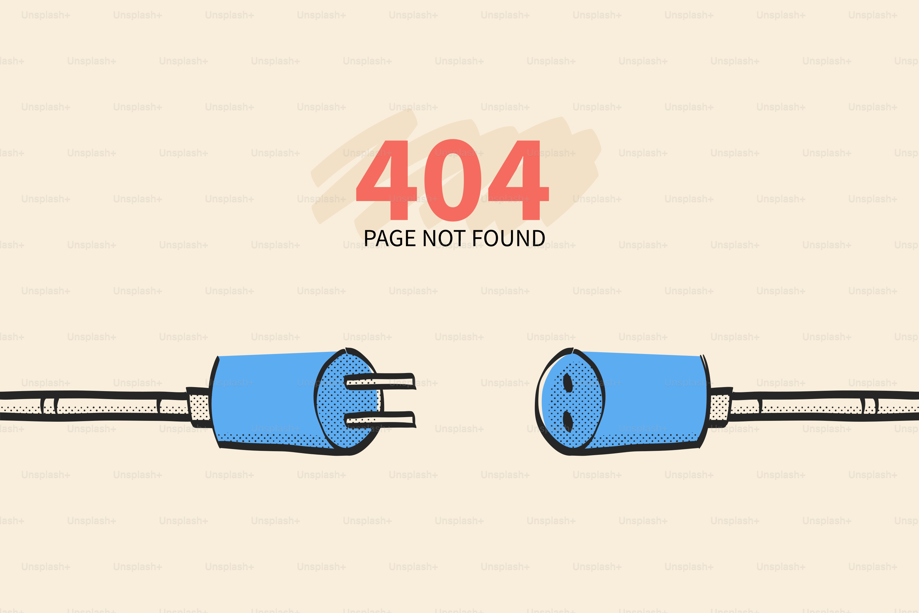 404-Seite nicht gefunden mit abgetrennten Steckern