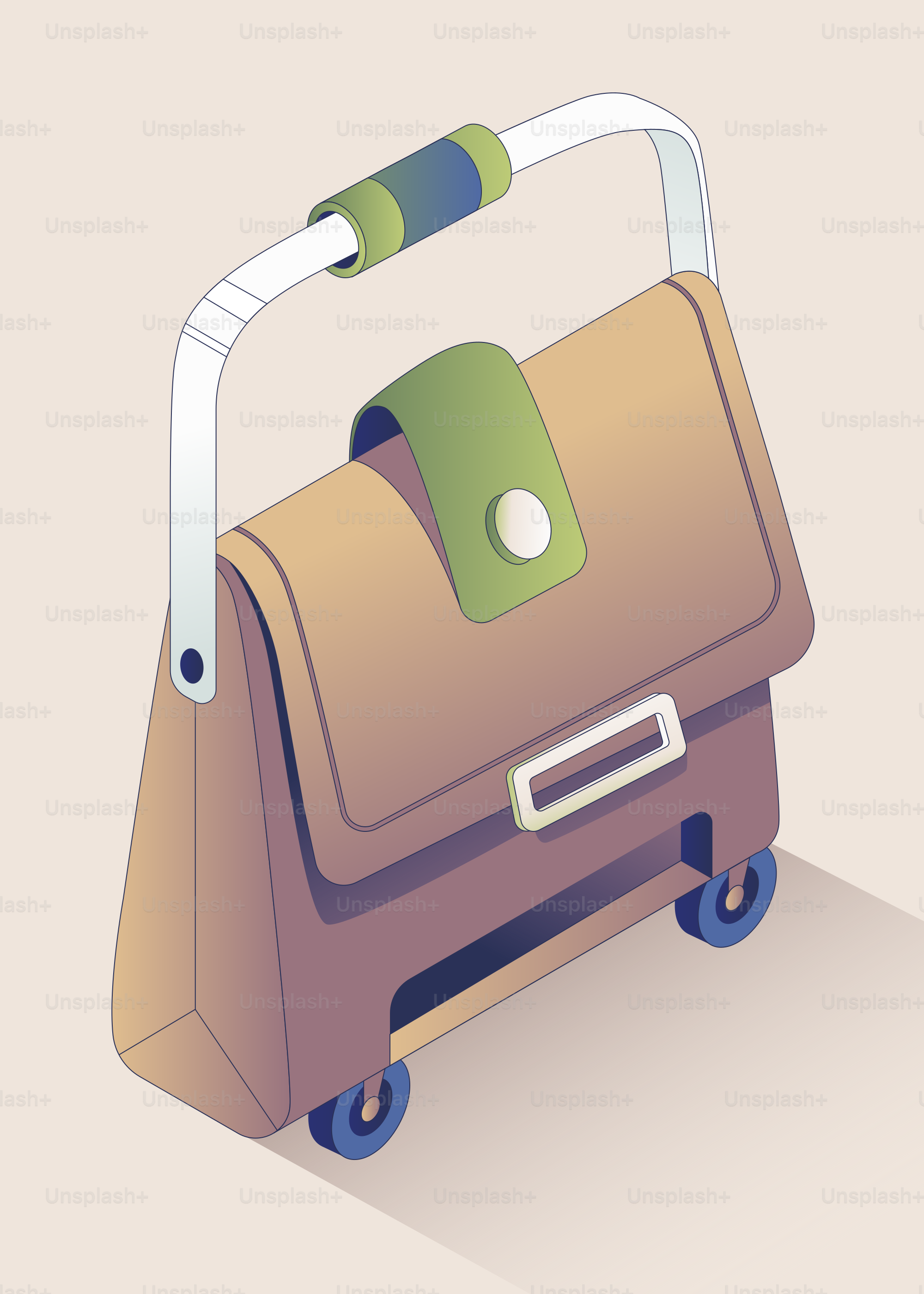 A stylish rolling bag with a retractable handle.