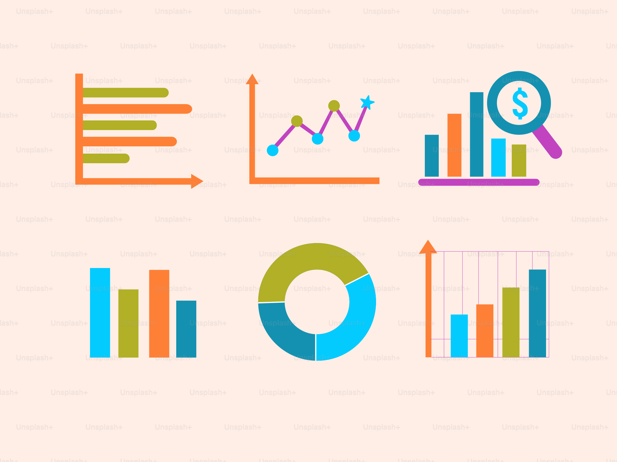 Colección de gráficos y gráficos de datos empresariales coloridos ...