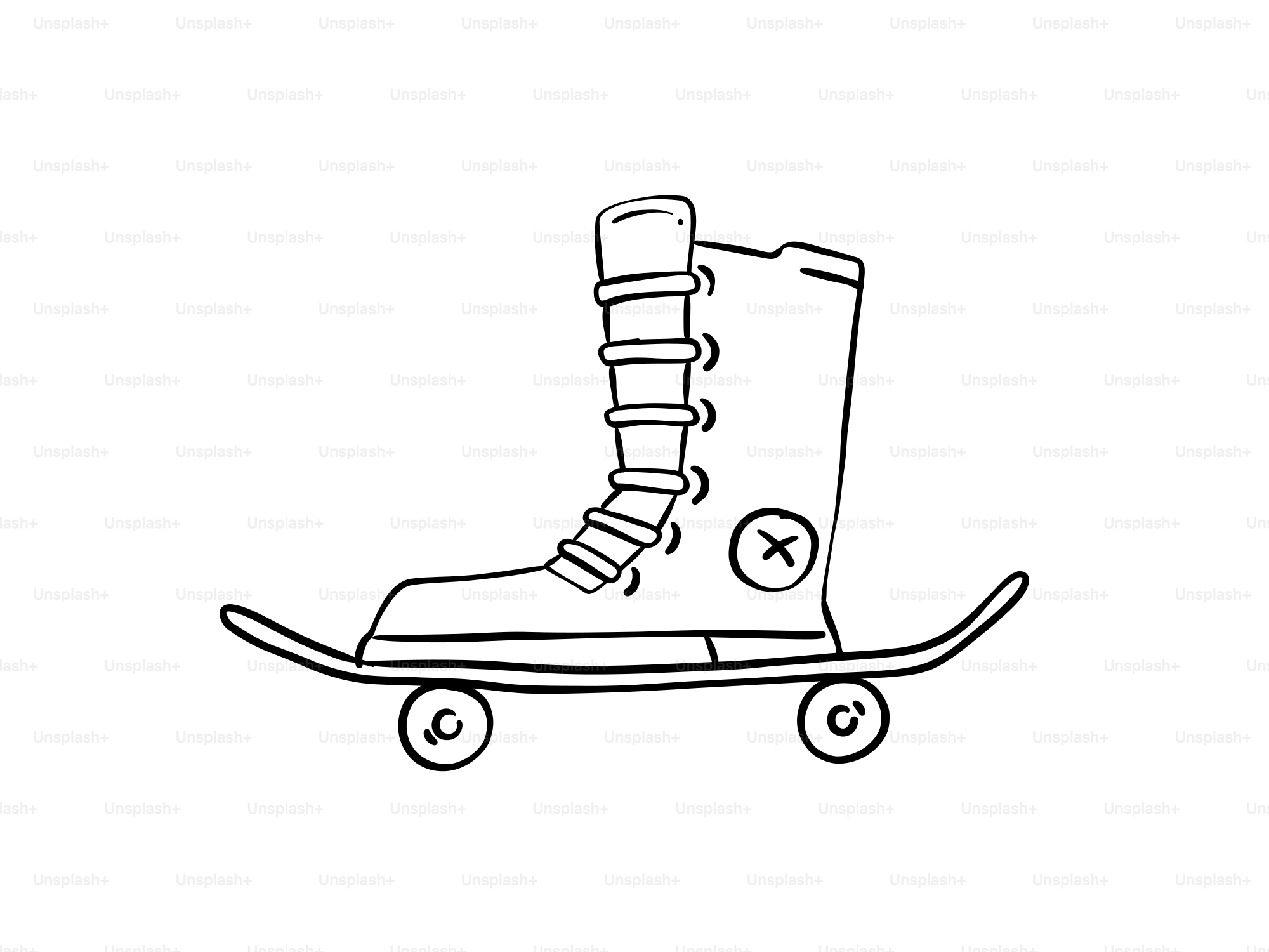 A boot riding on a skateboard