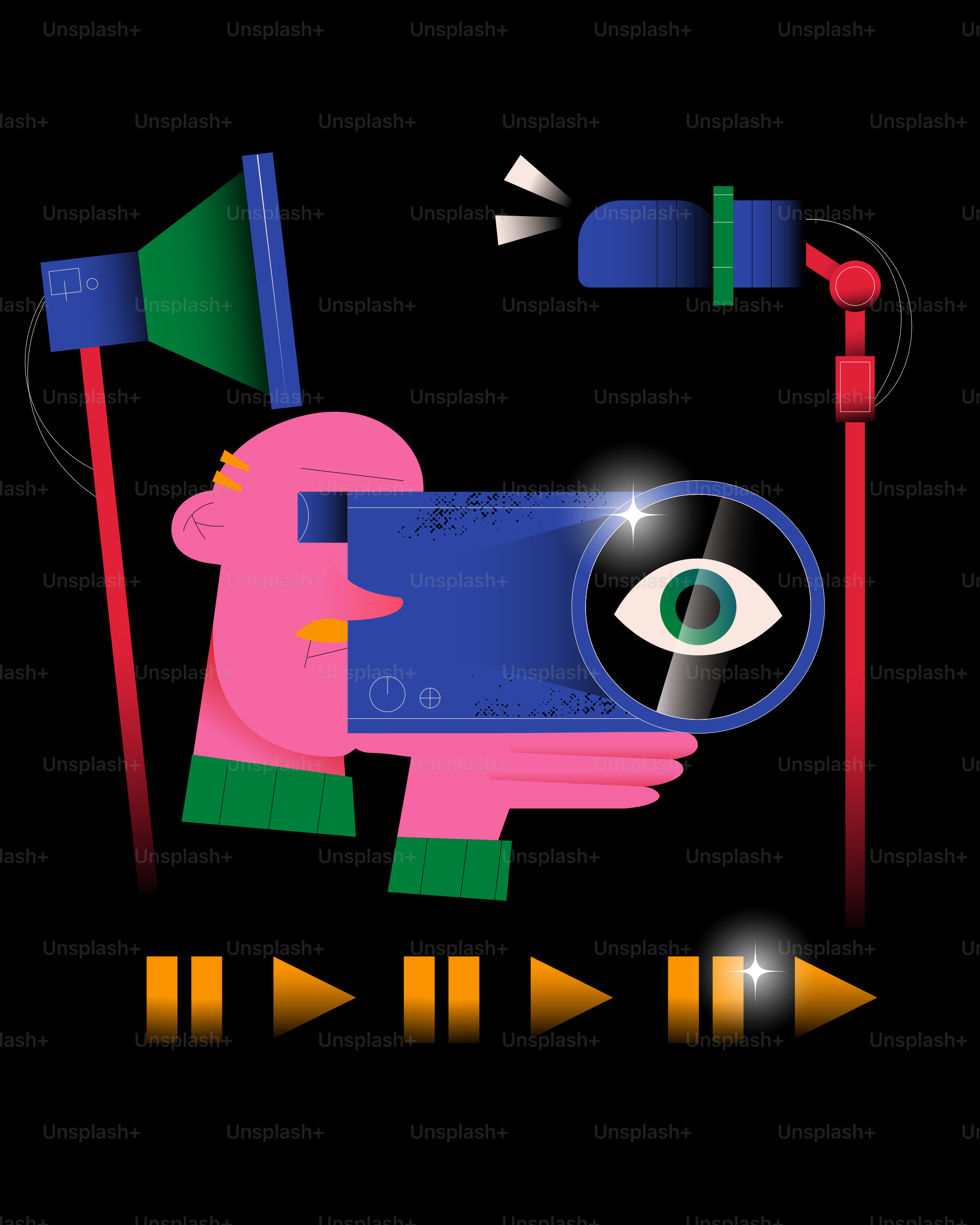 Person, die mit Kamera und Augensymbol filmt