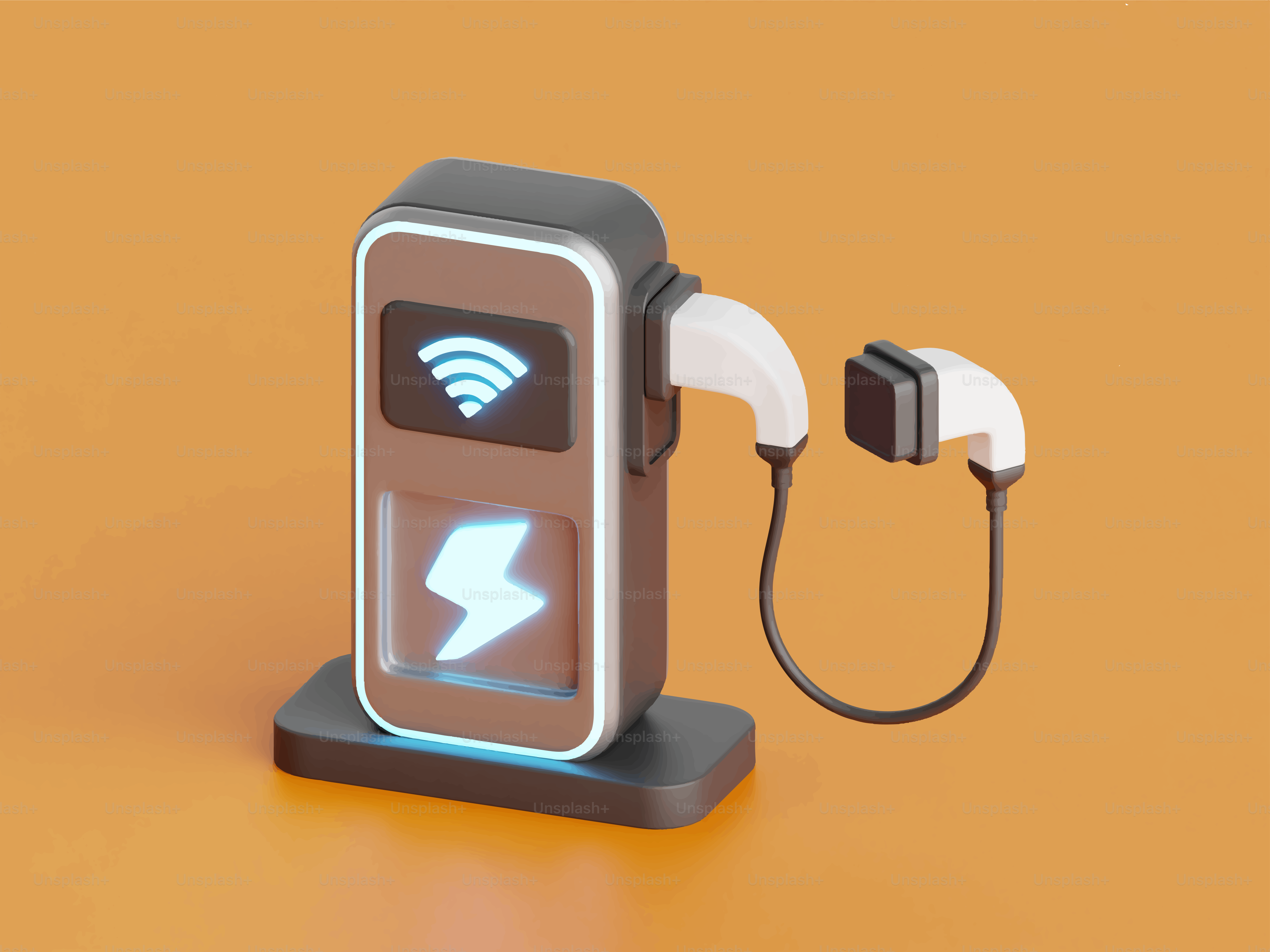 Station de recharge pour voiture électrique avec symbole wifi.