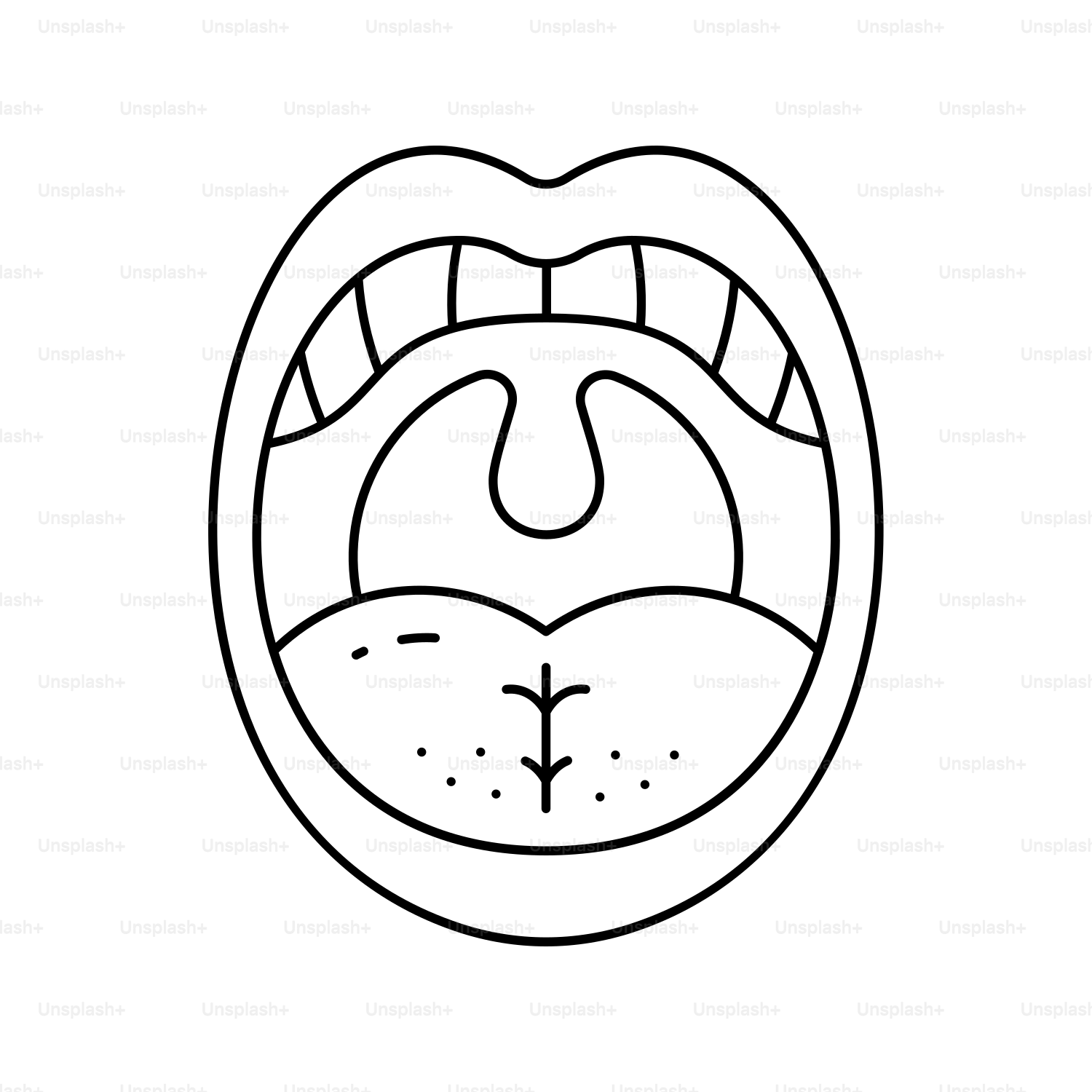Open mouth showing tongue and teeth