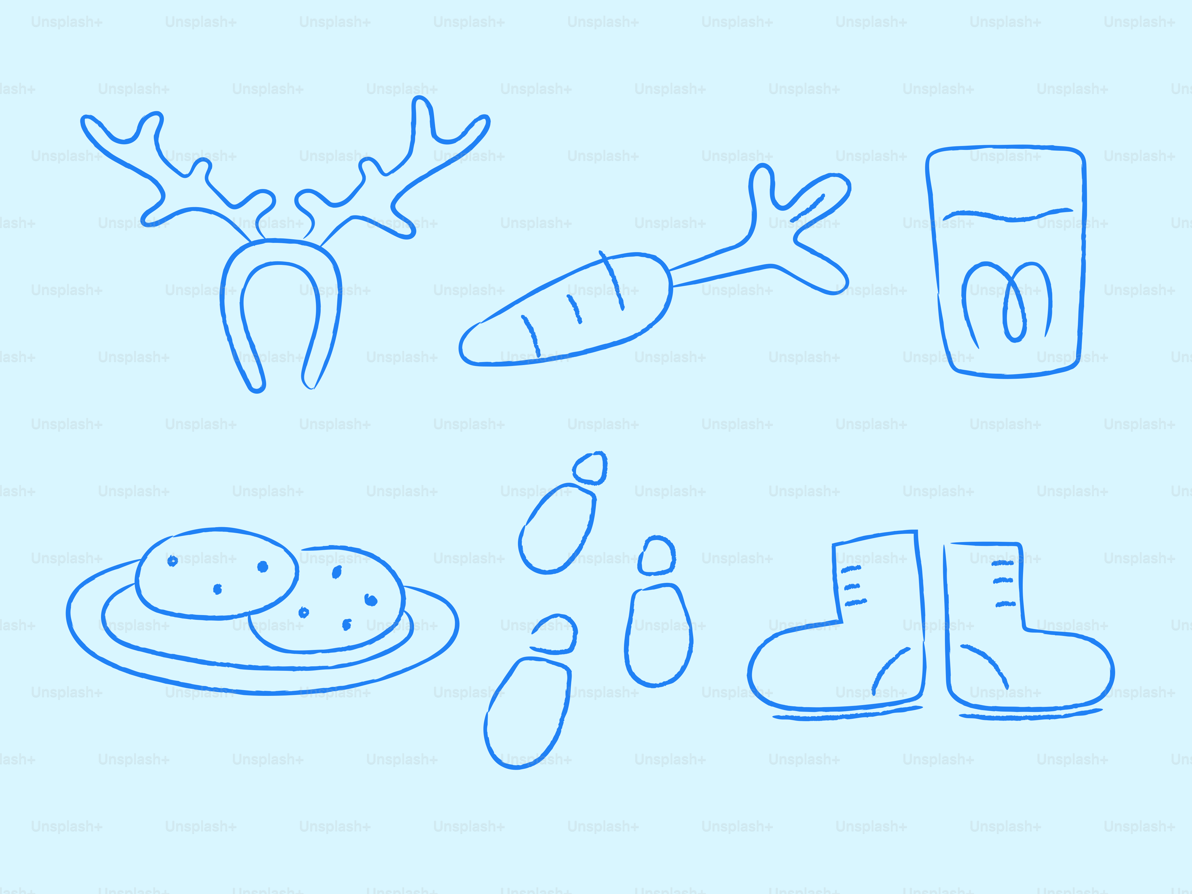 Bois de renne, carotte, lait, biscuits et bottes