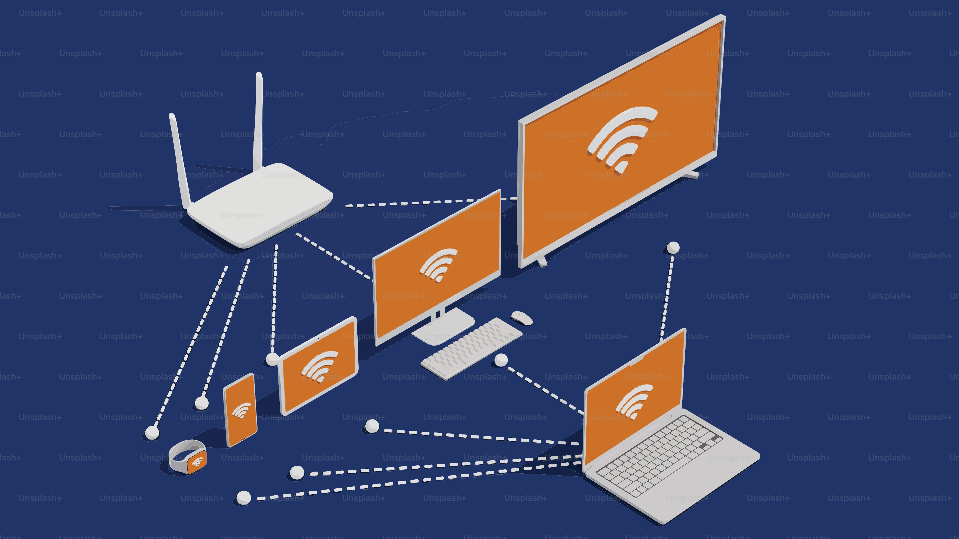 Wireless router connecting multiple electronic devices