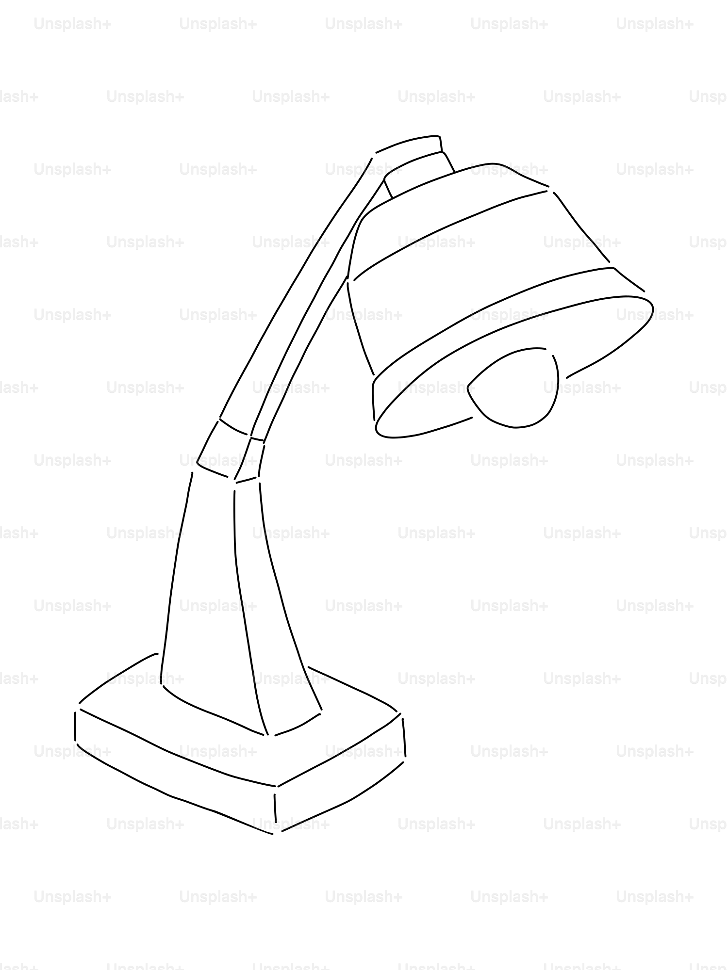 Eine einfache Strichzeichnung einer Schreibtischlampe.