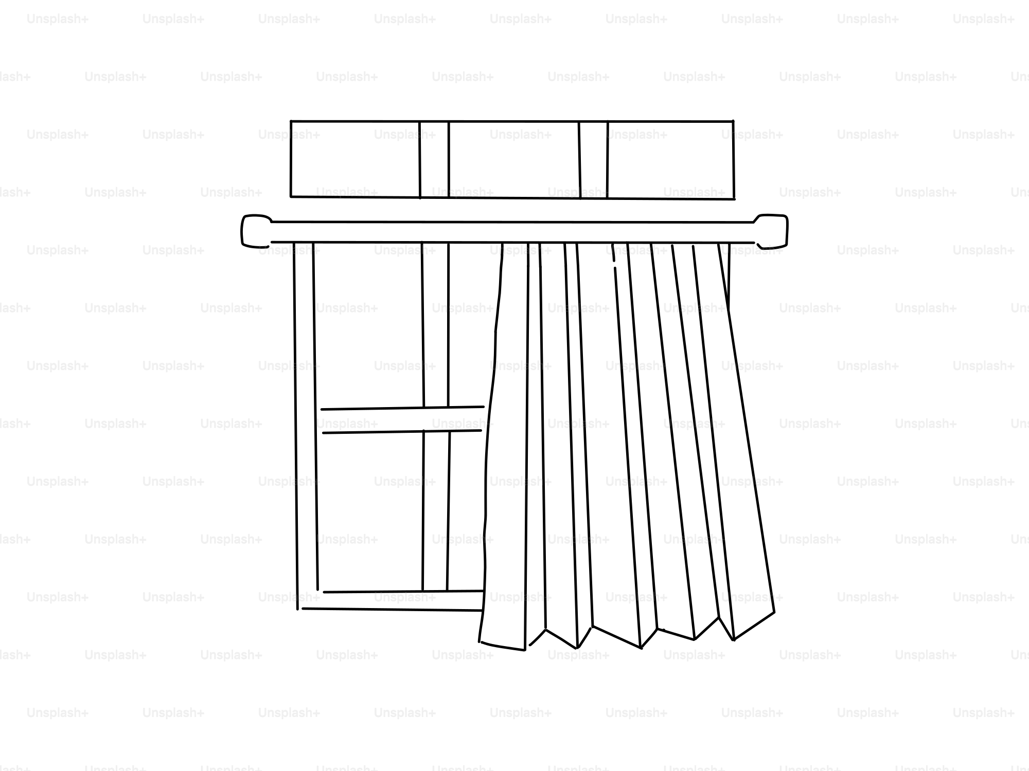 Window with a curtain partially drawn