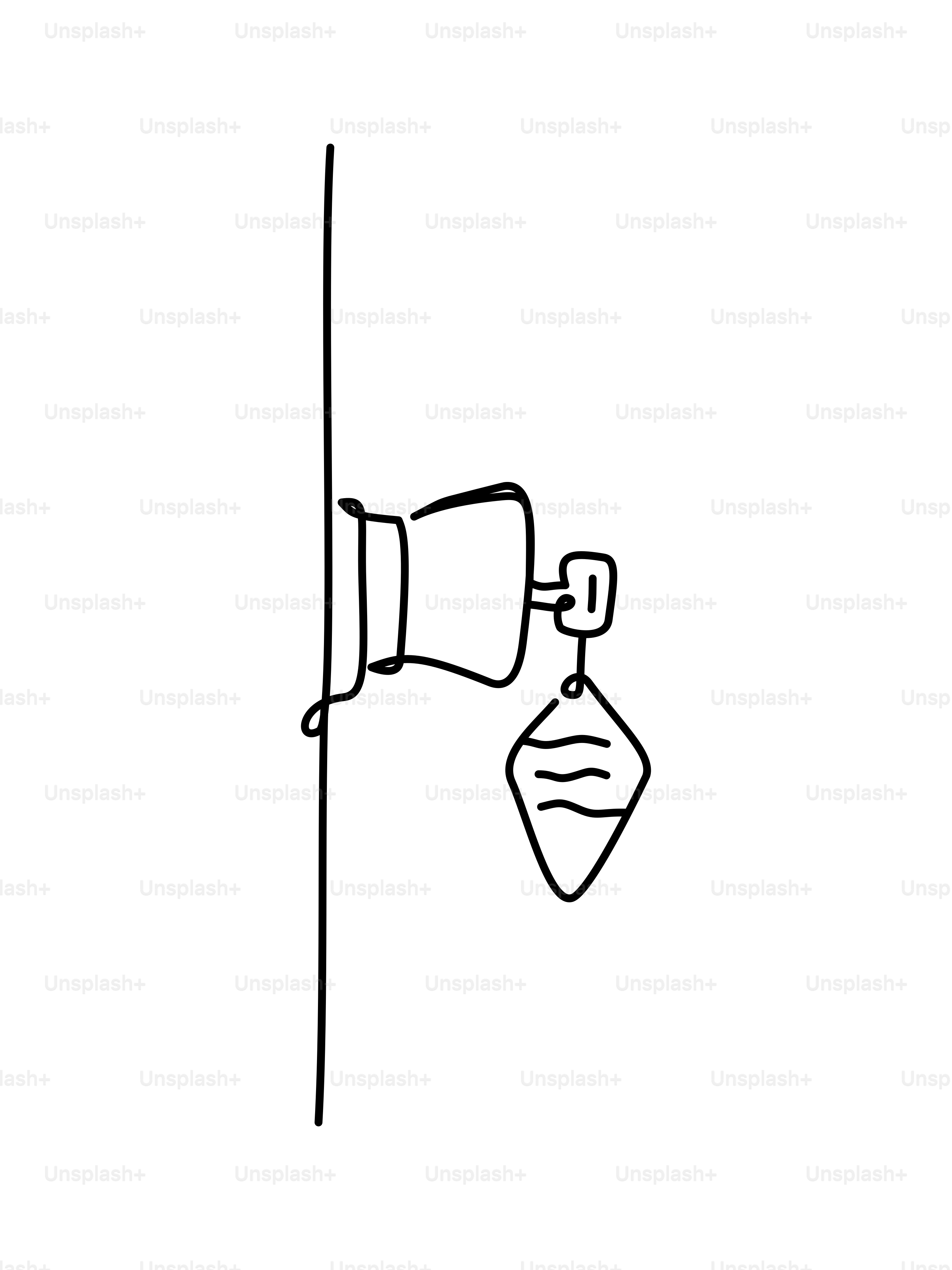 A single line drawing of a doorknob with a tag.