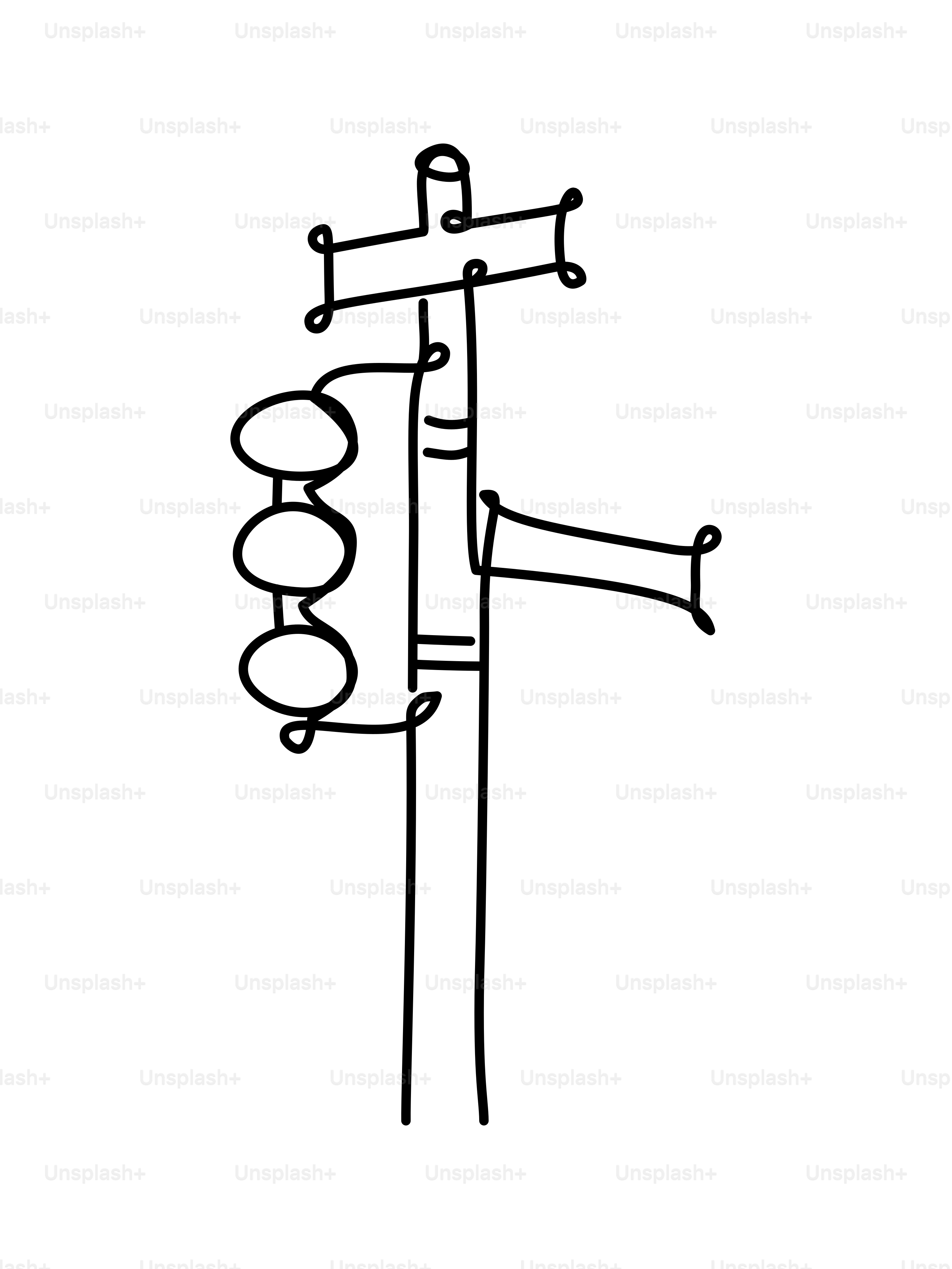 Traffic light on a pole with a sign